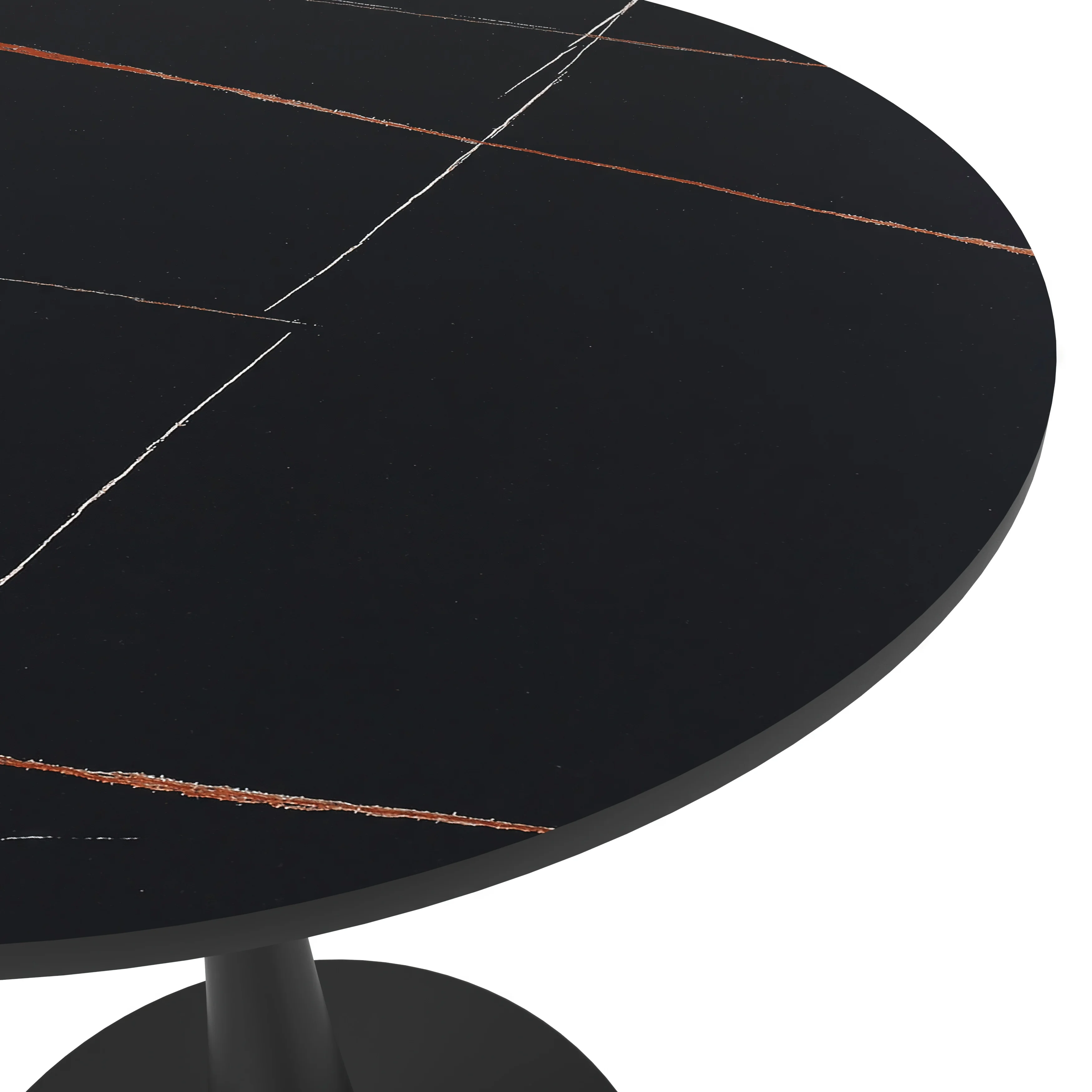 Bristol 24 round dining table Black base with Black Sintered stone Top