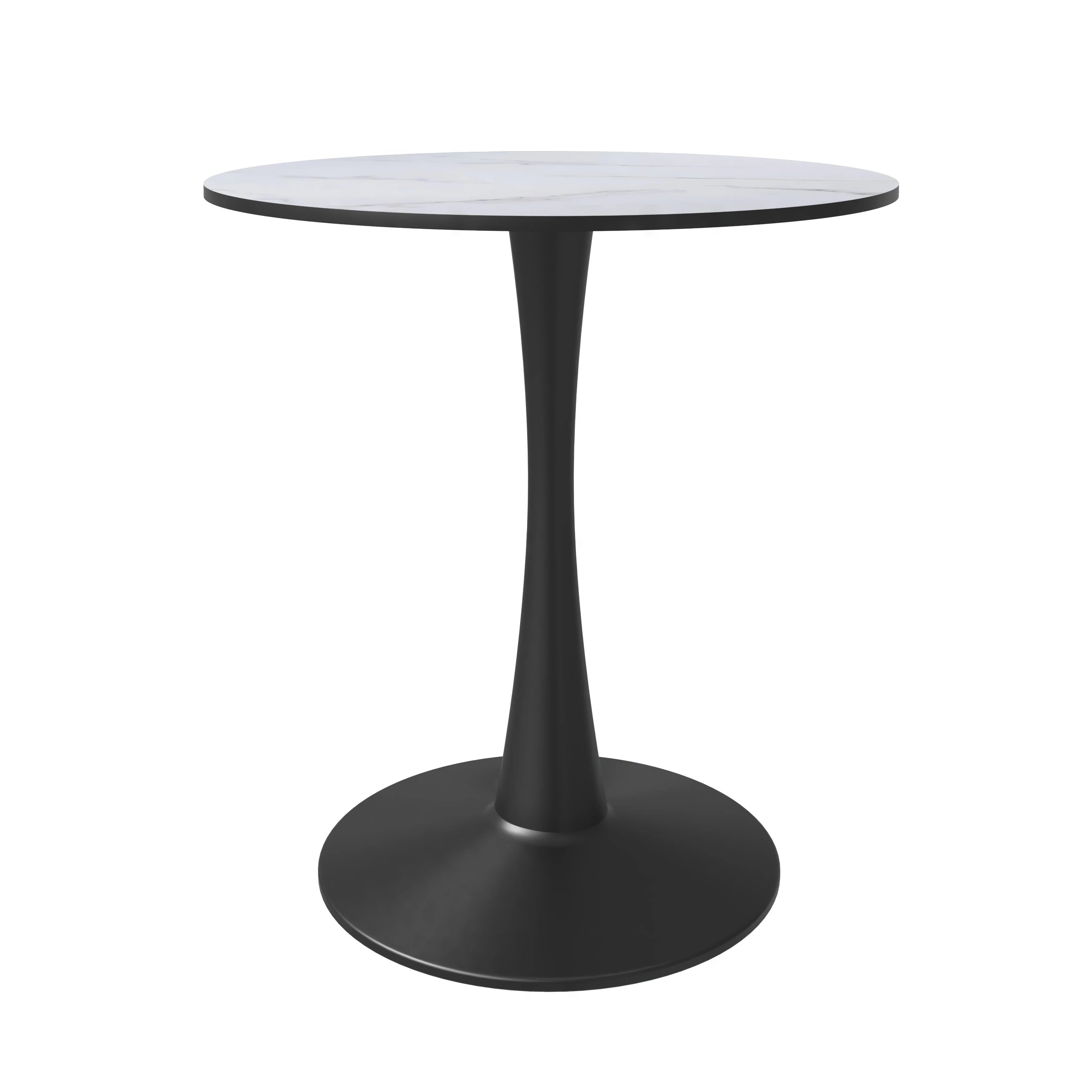 Bristol 24" round dining table Black base with marbled MDF top