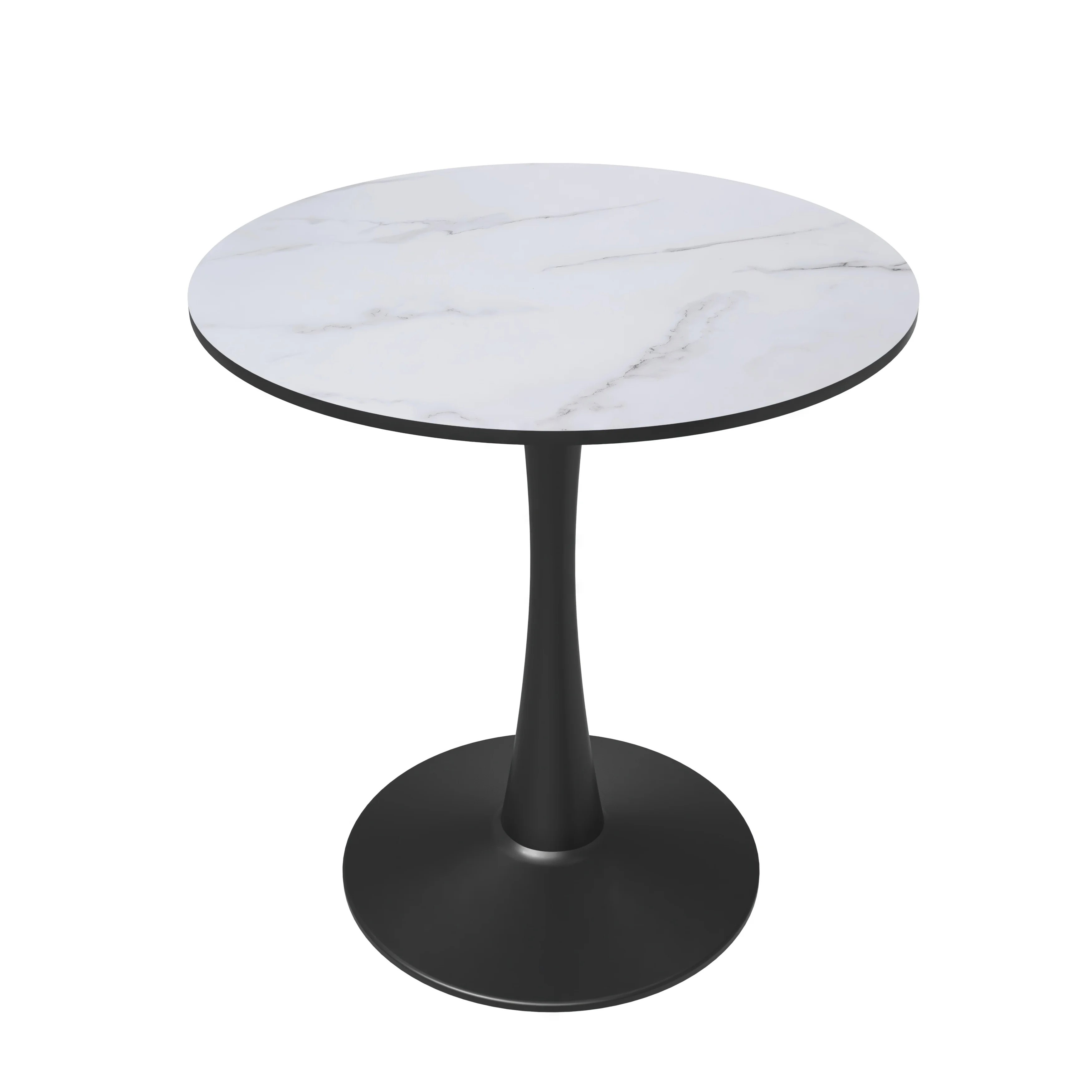 Bristol 24" round dining table Black base with marbled MDF top