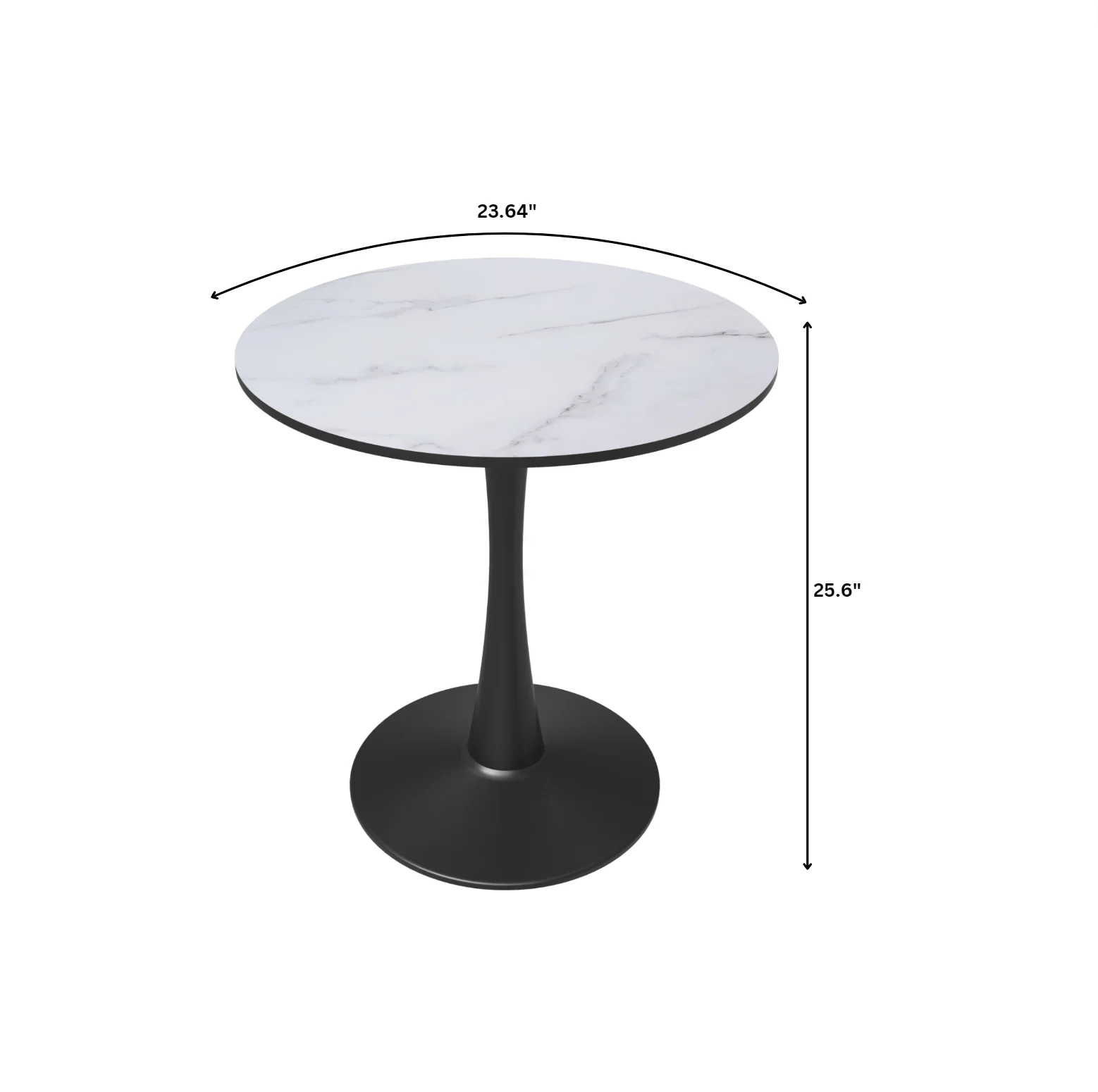 Leisyremod Bristol 24" Round Dining Table Black base with White top