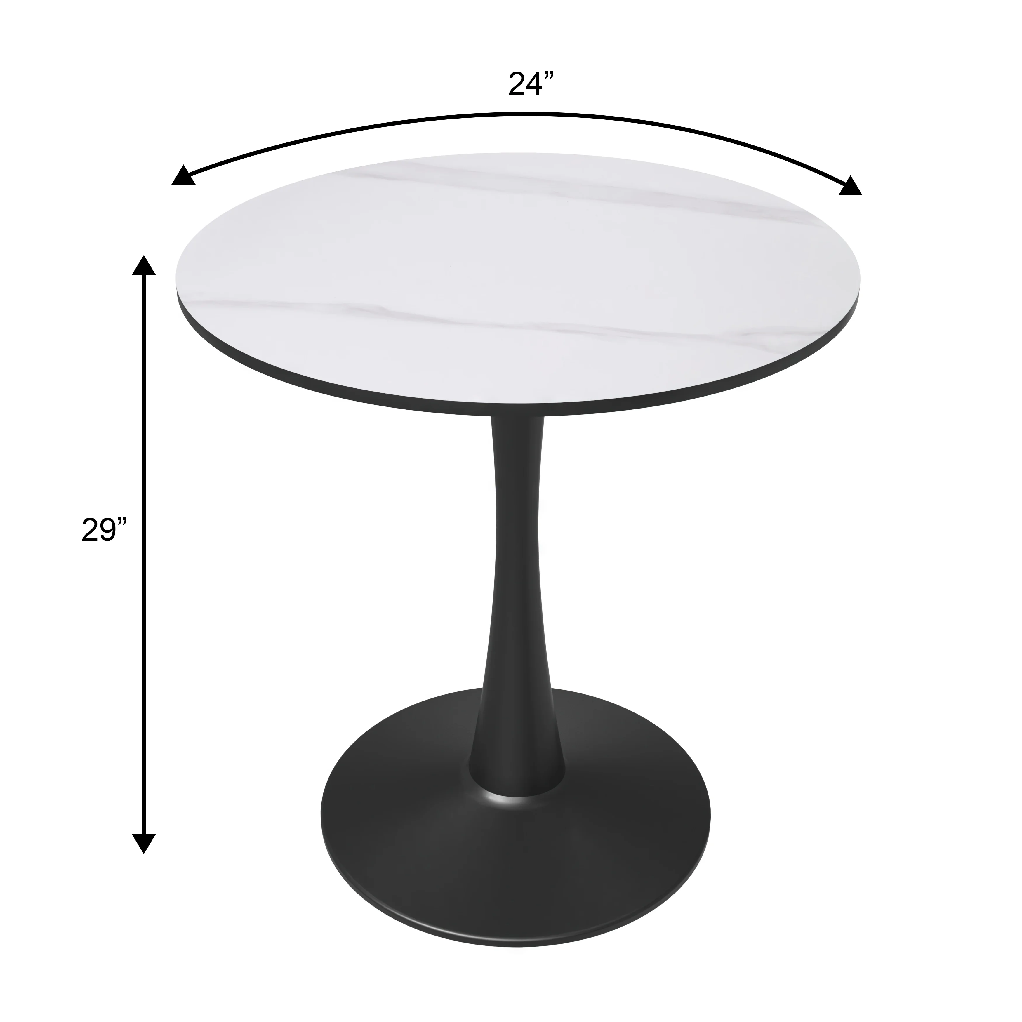 Bristol 24 round dining table Black base with White Sintered stone Top