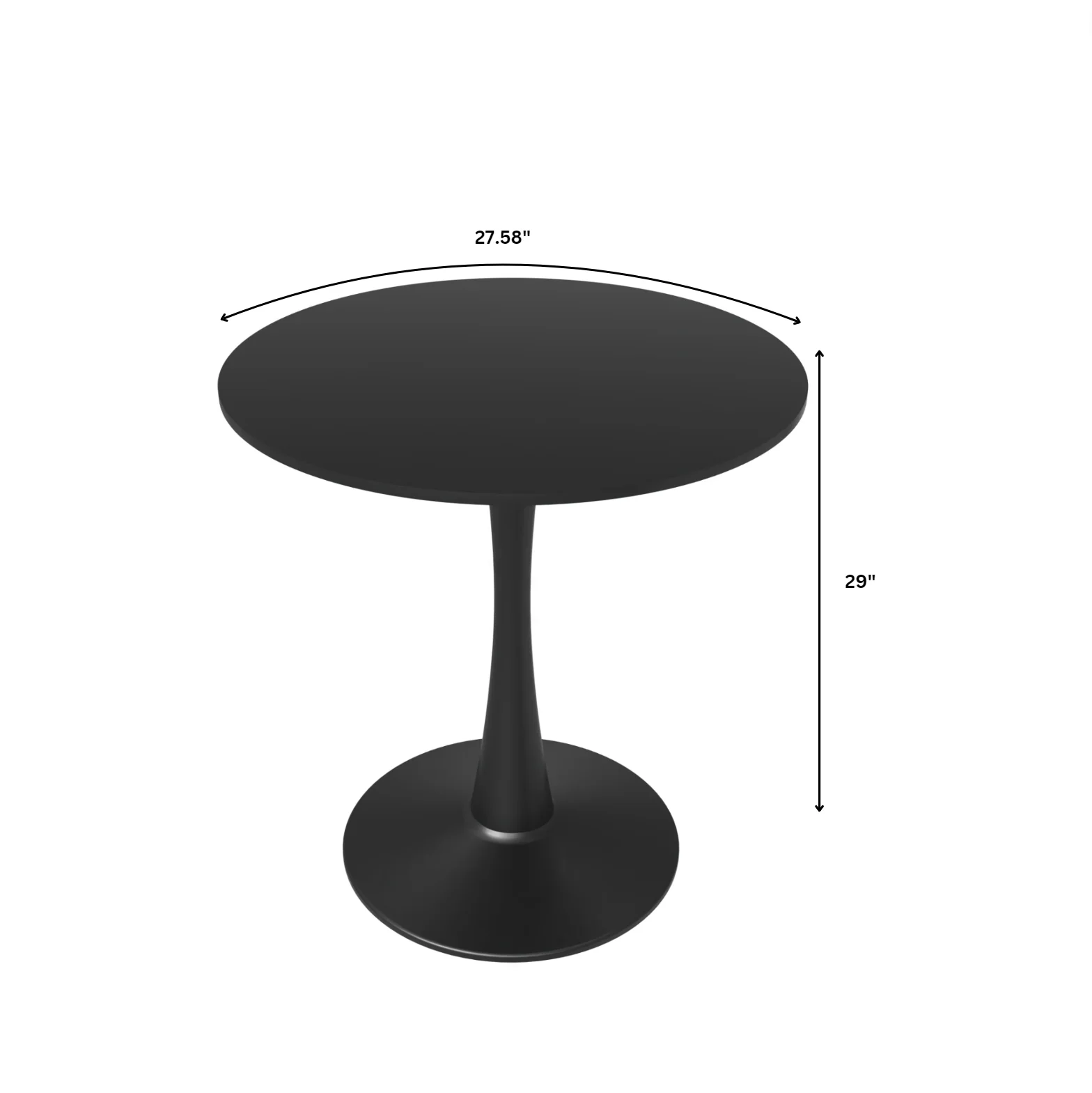 Leisyremod Bristol 27" Round Dining Table Black base with Black top