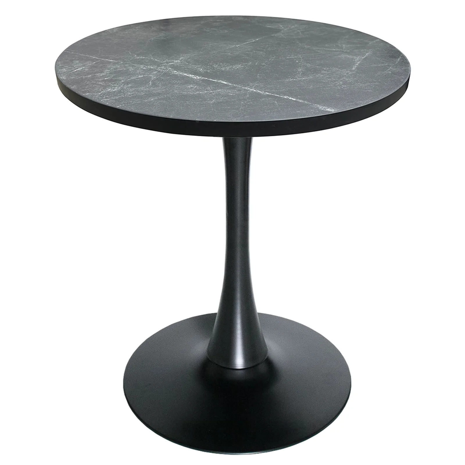Bristol Dining table, Black Base with 27 Round Marbleized Black MDF top