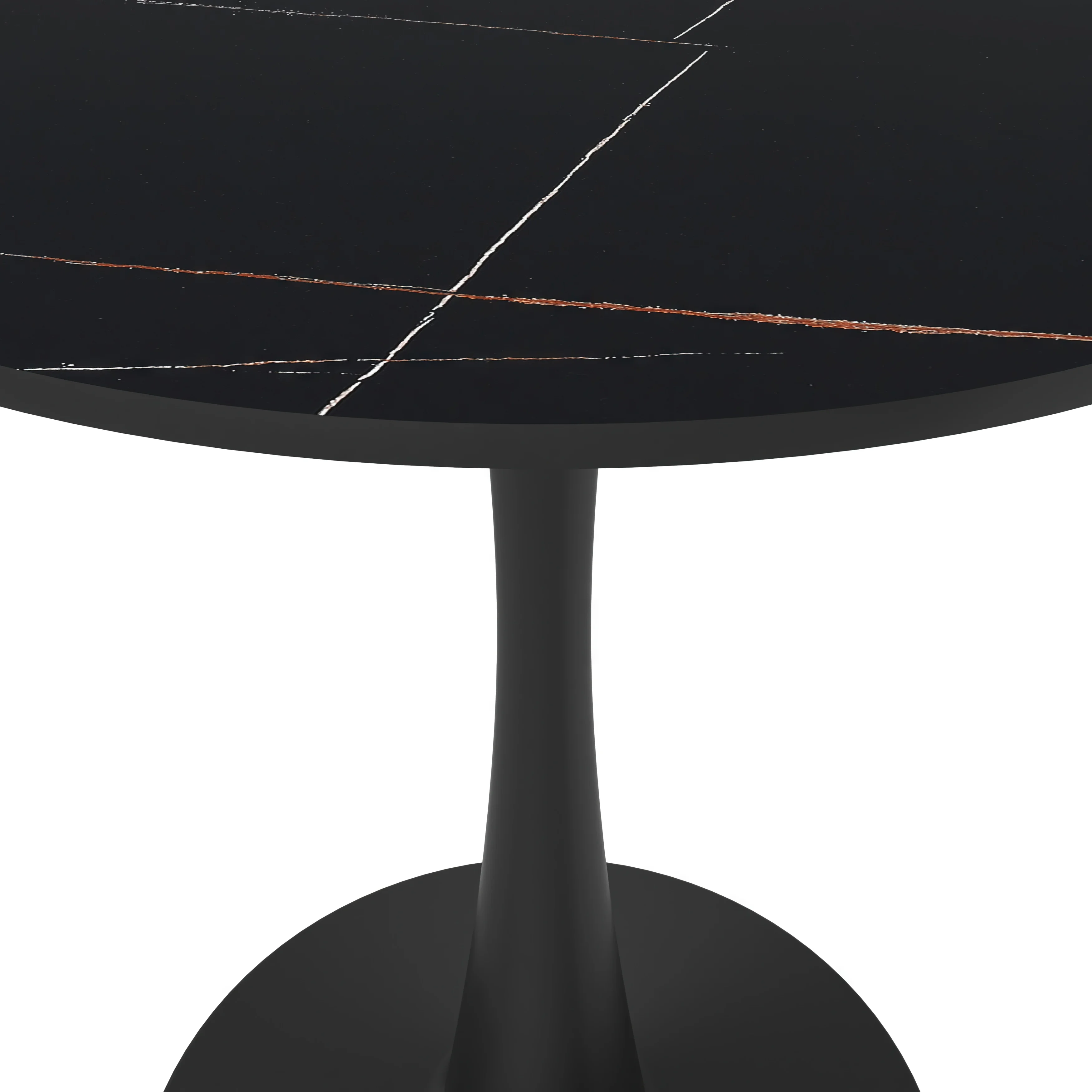 Bristol 27 round dining table Black base with Black Sintered stone Top