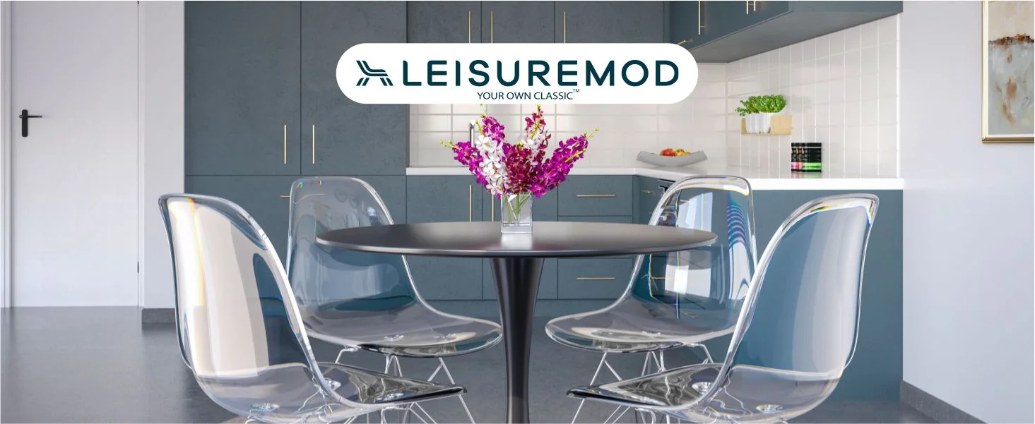 Bristol Mid-Century Modern Round Dining Table with a 31" Wood Top and Iron Pedestal Base with Gloss Finish for Kitchen and Dining Room