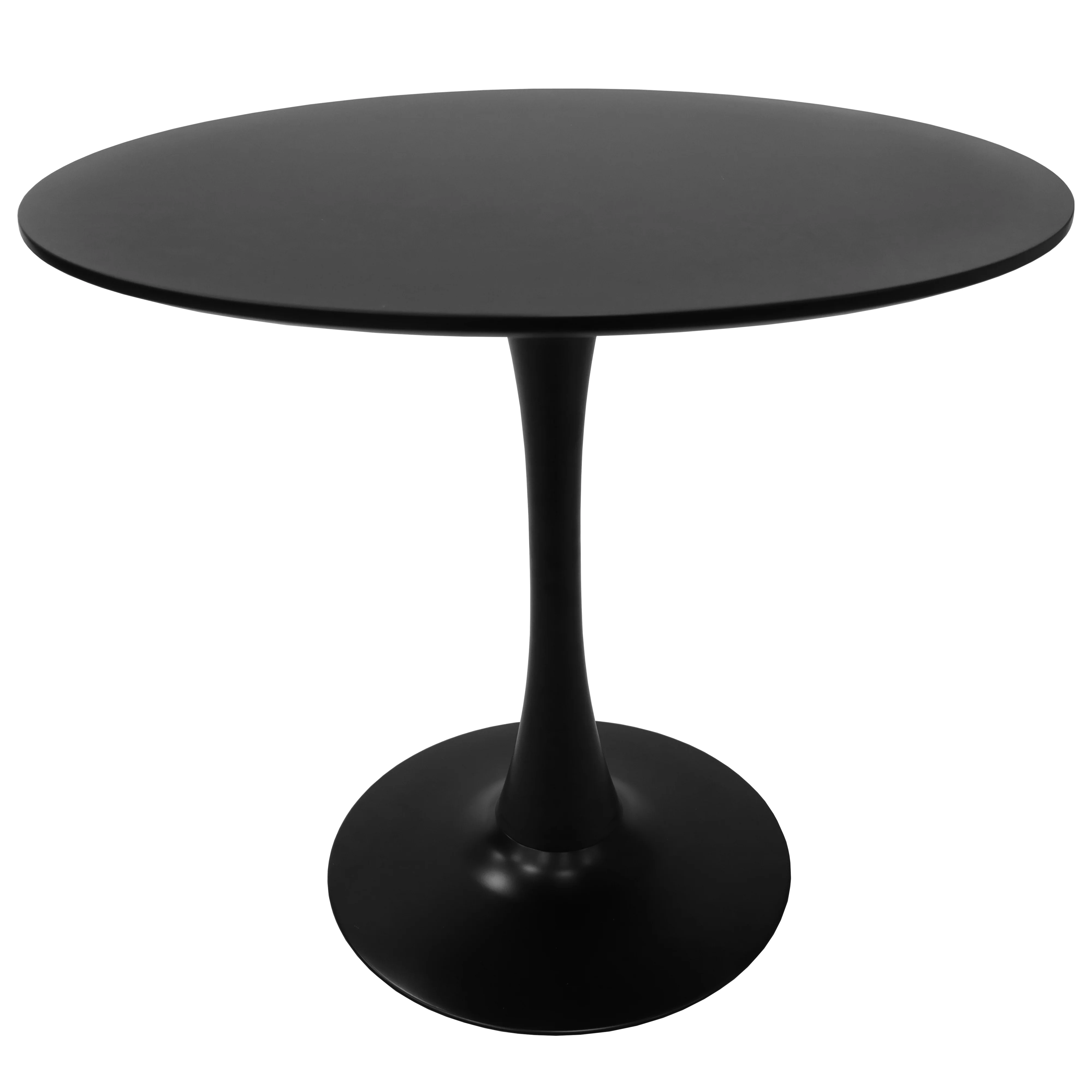 Bristol Mid-Century Modern Round Dining Table with a 31" Wood Top and Iron Pedestal Base with Gloss Finish for Kitchen and Dining Room