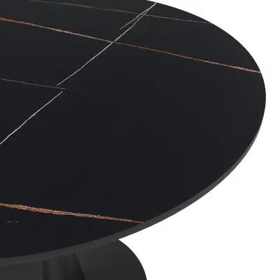 Bristol 31" round dining table Black base with Black Sintered stone Top