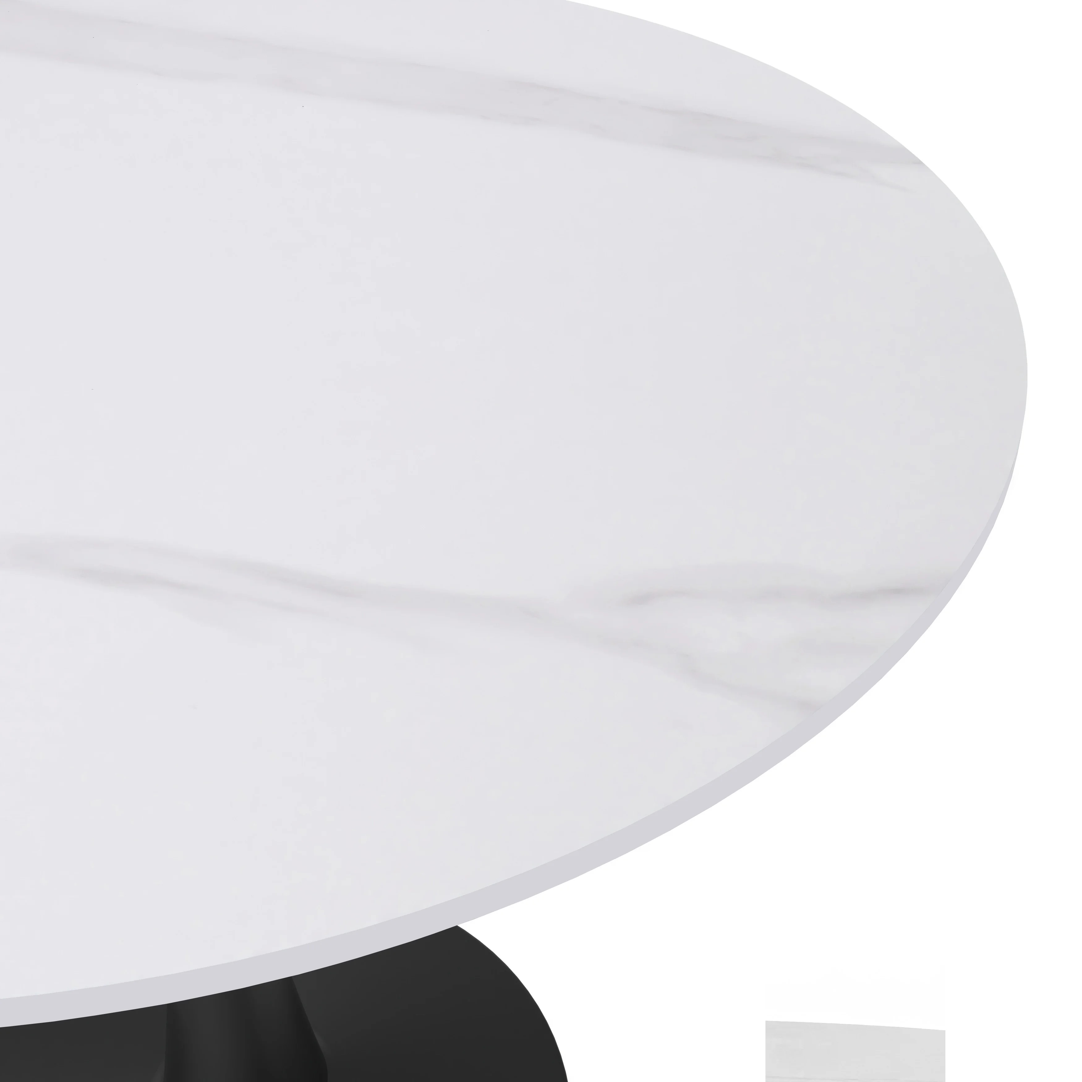 Bristol 31" round dining table Black base with White Sintered stone Top