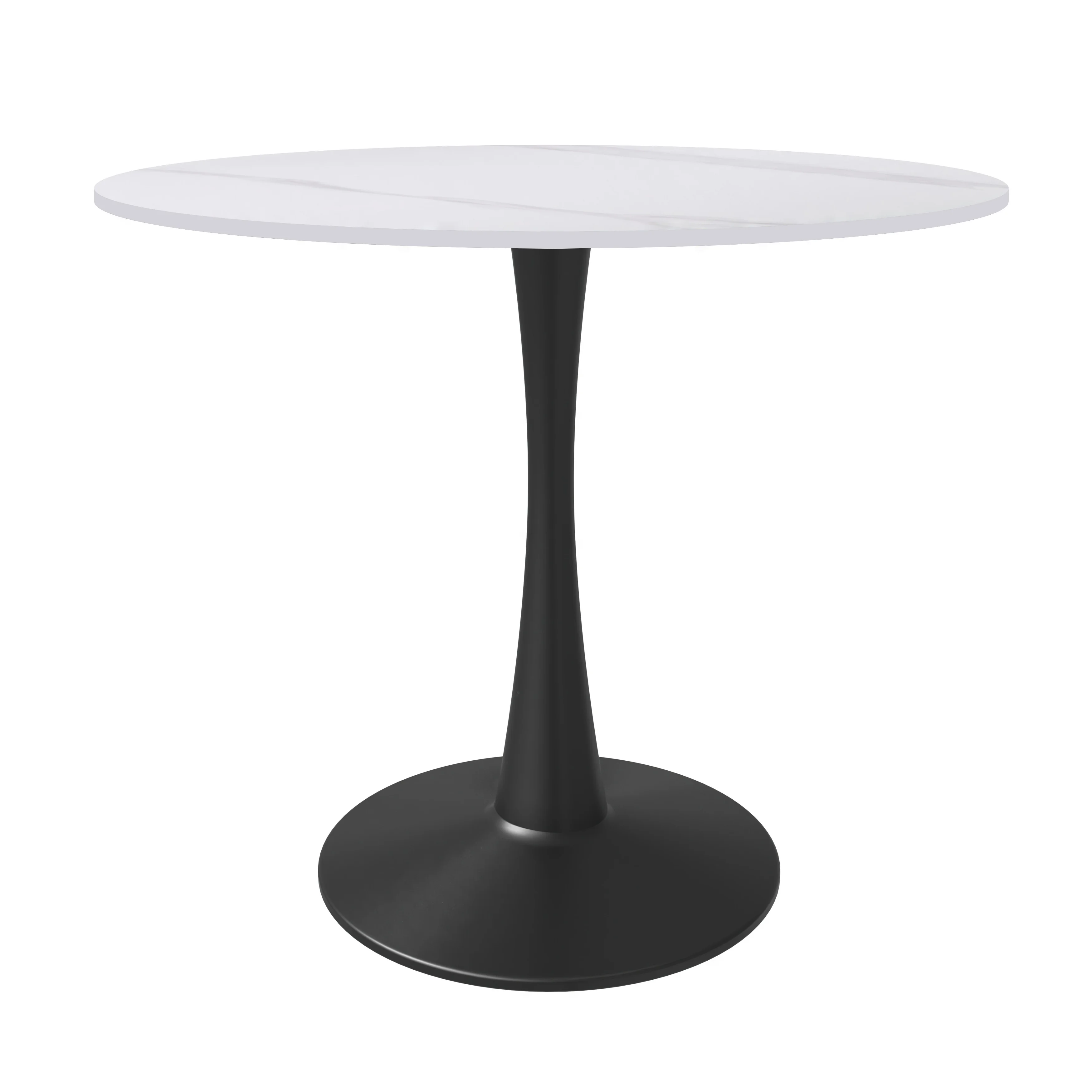 Bristol 31" round dining table Black base with White Sintered stone Top