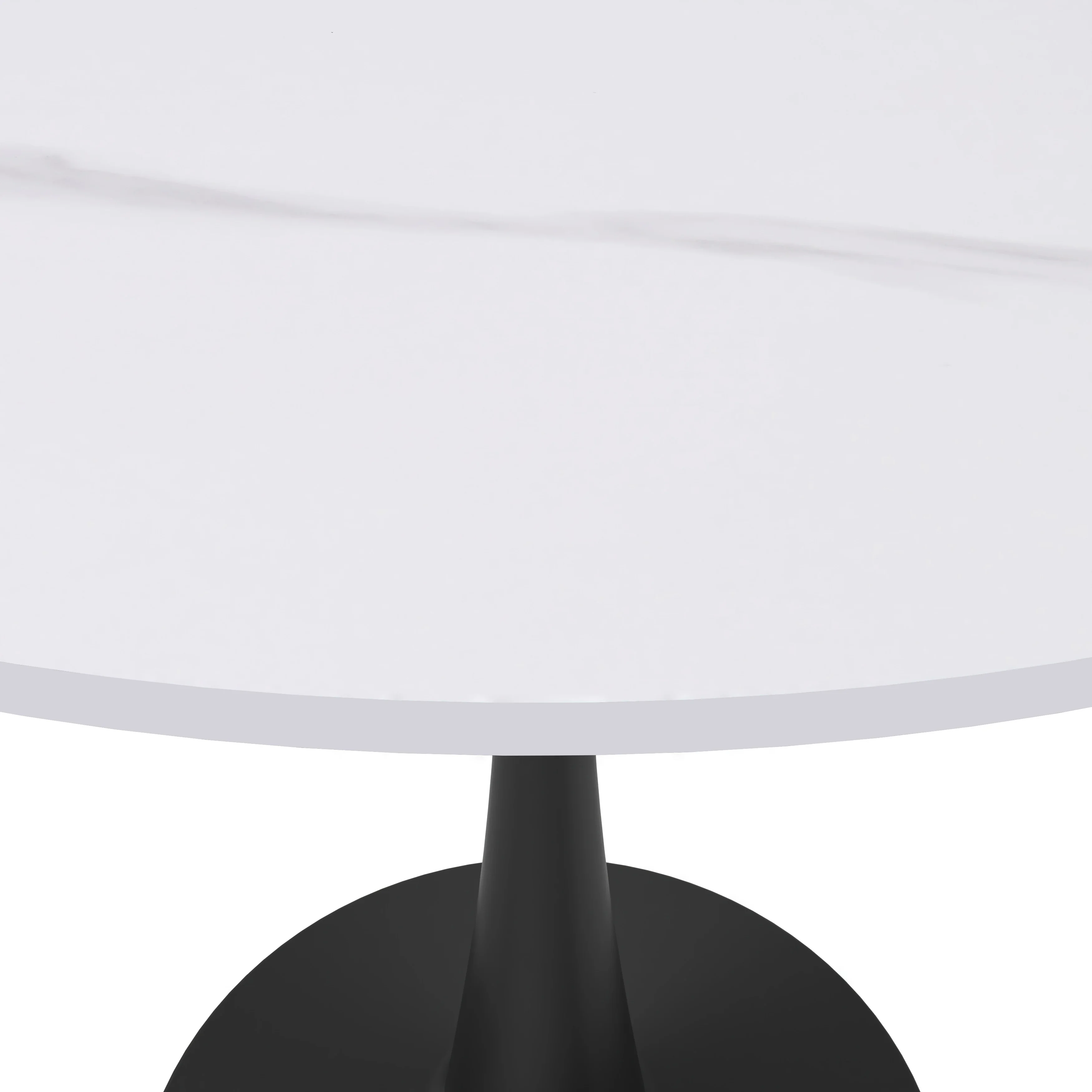 Bristol 31" round dining table Black base with White Sintered stone Top