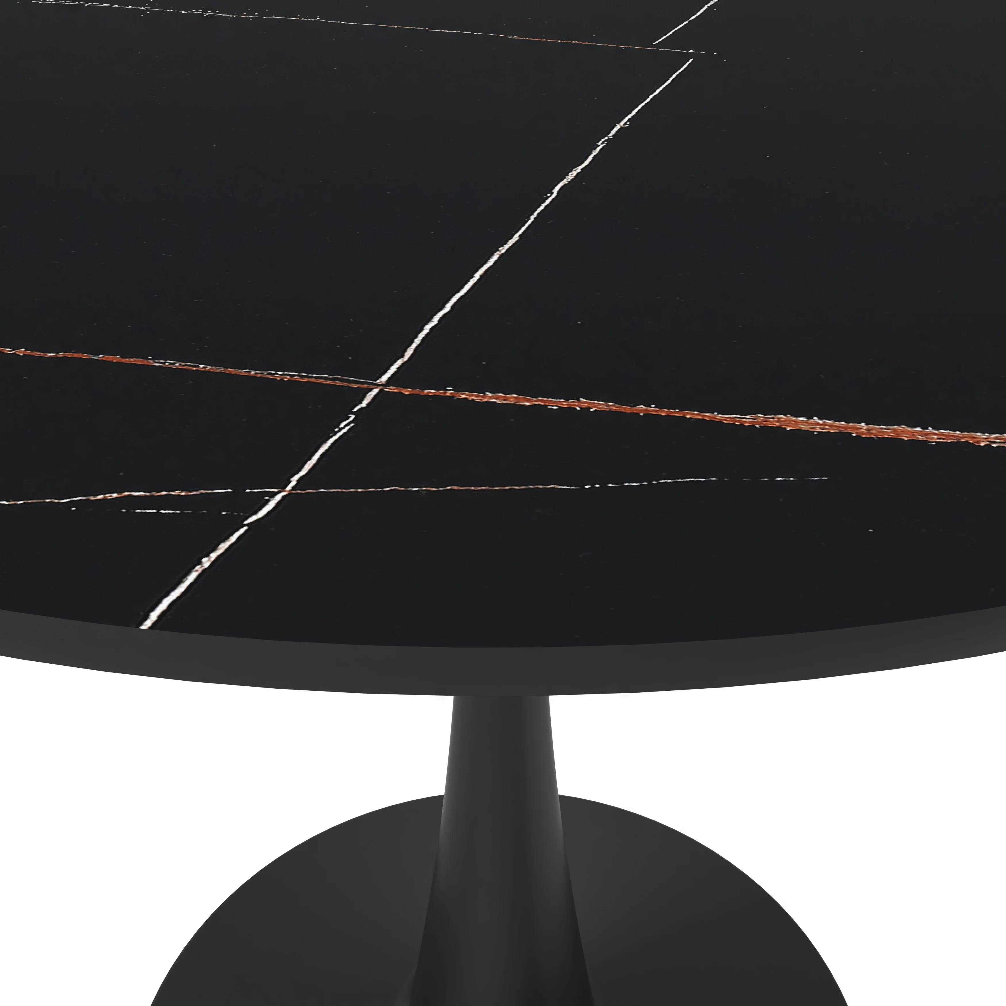 Bristol 35" round dining table Black base with Black Sintered stone Top