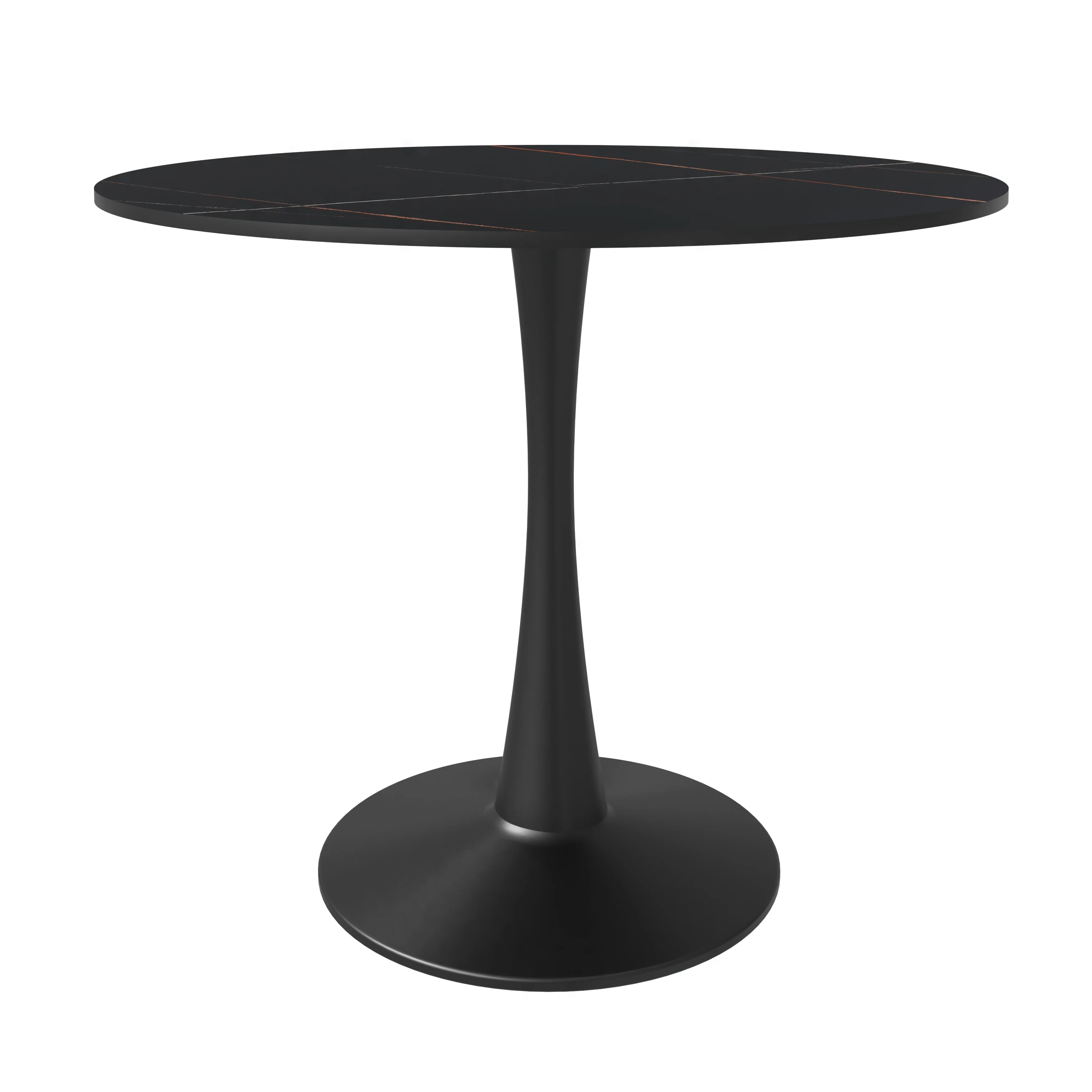 Bristol 35" round dining table Black base with Black Sintered stone Top