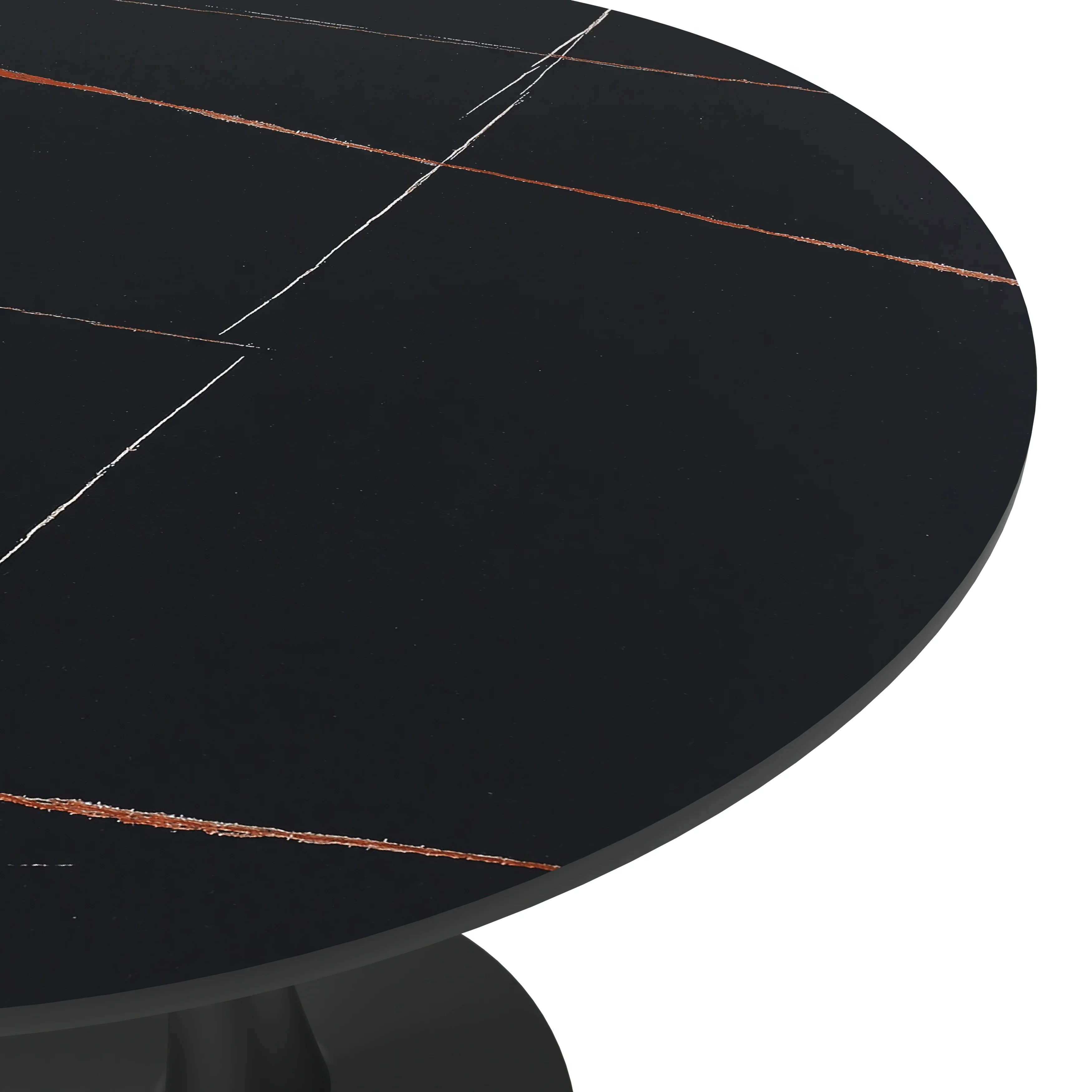 Bristol 35" round dining table Black base with Black Sintered stone Top