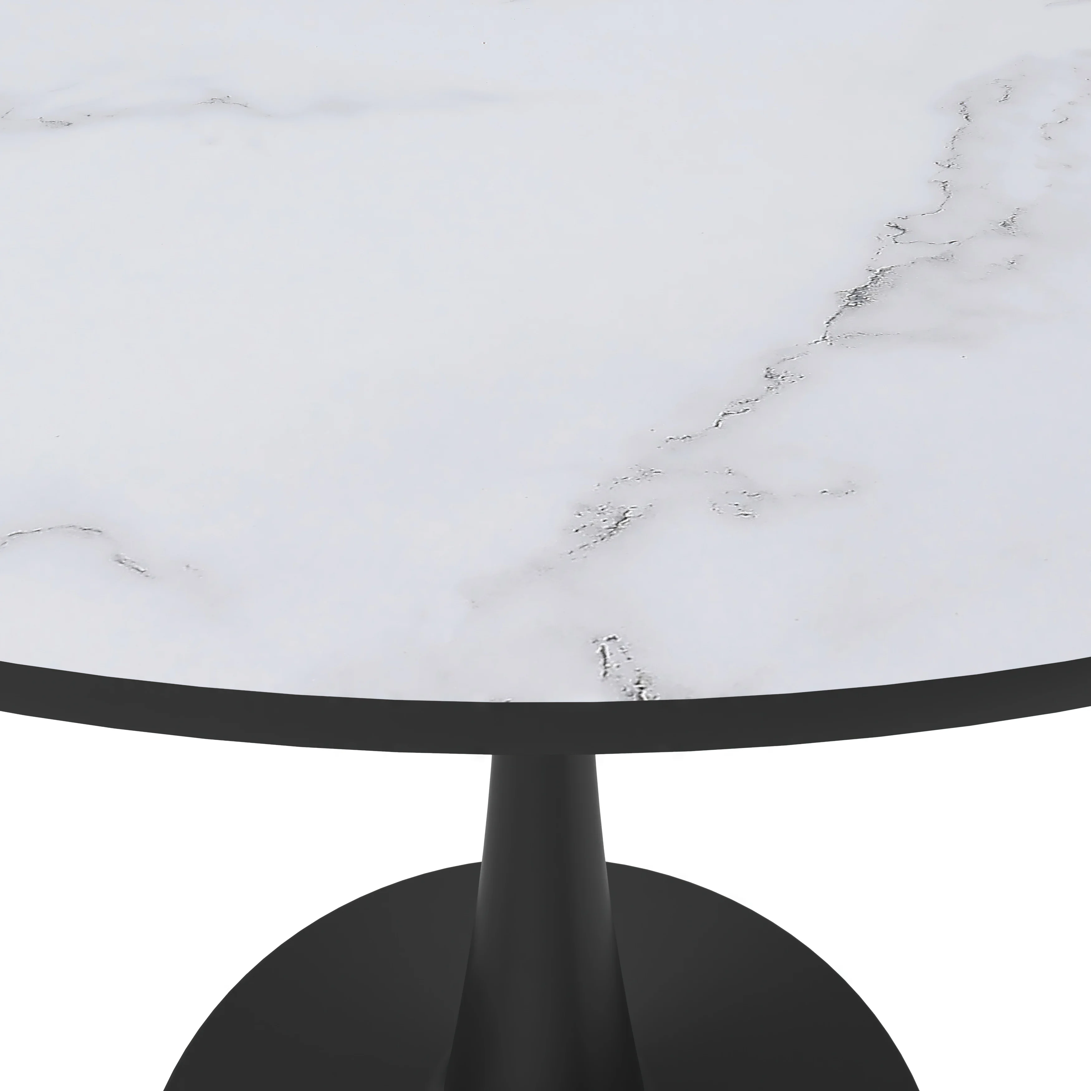 Bristol Mid-Century Modern Round Dining Table with Wood Top and Iron Pedestal Base with Gloss Finish for Kitchen and Dining Room