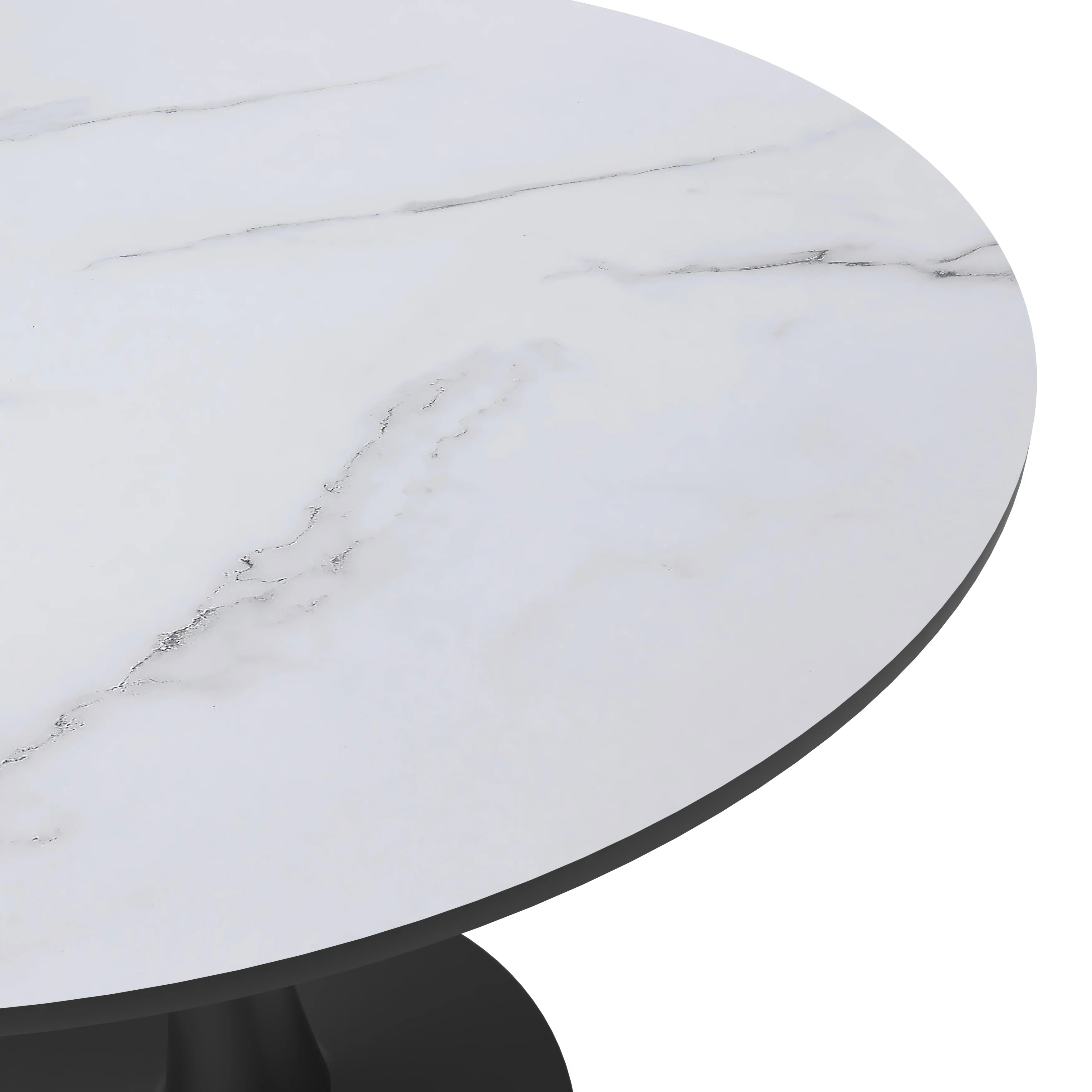 Bristol Mid-Century Modern Round Dining Table with Wood Top and Iron Pedestal Base with Gloss Finish for Kitchen and Dining Room