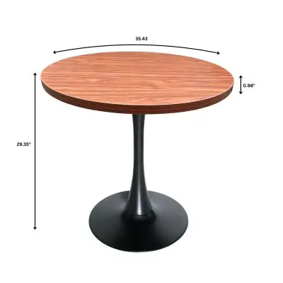 Bristol Dining table, Black Base with 36 Round Cognac Brown MDF top