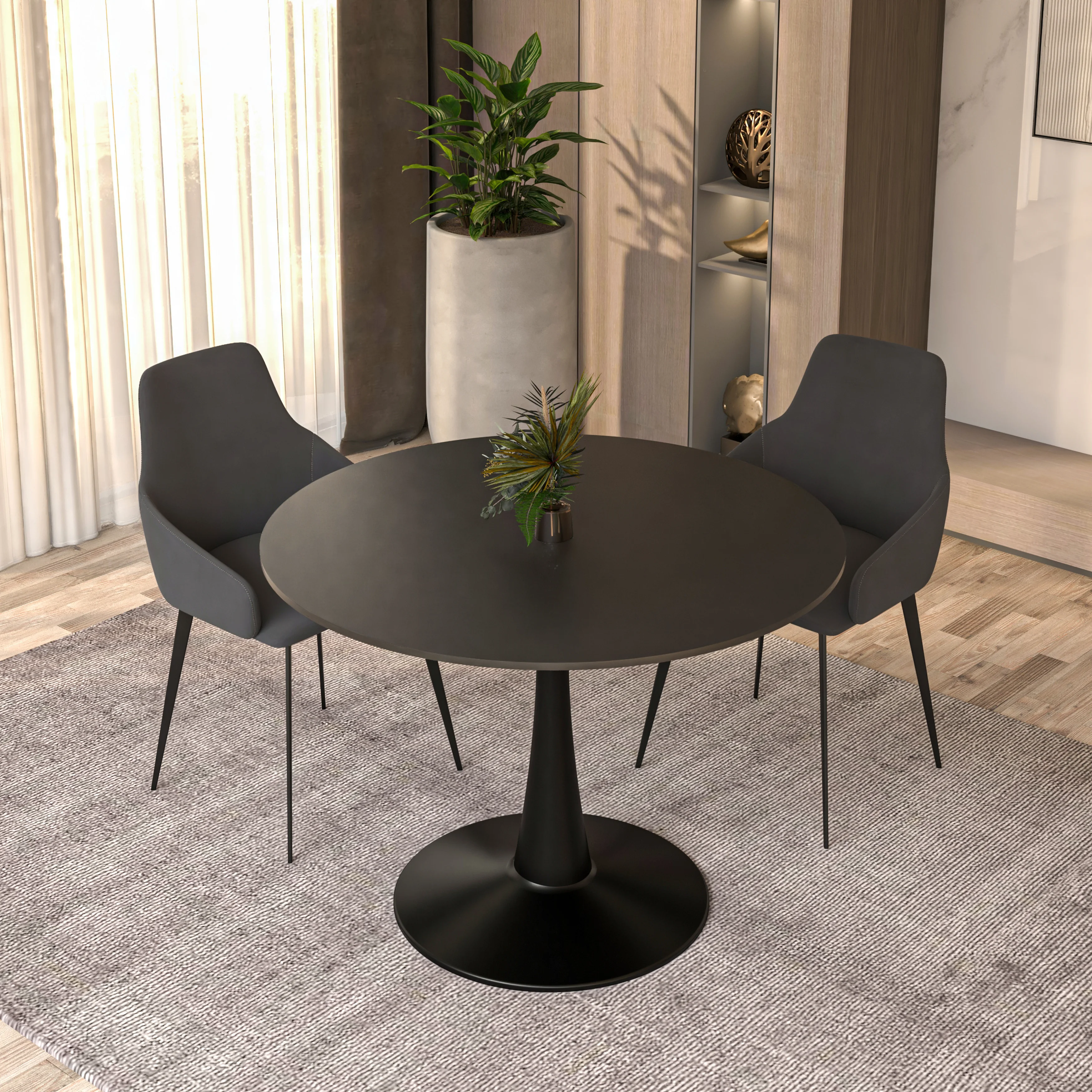 Bristol, 40" Round dining table in Black Base with Black top