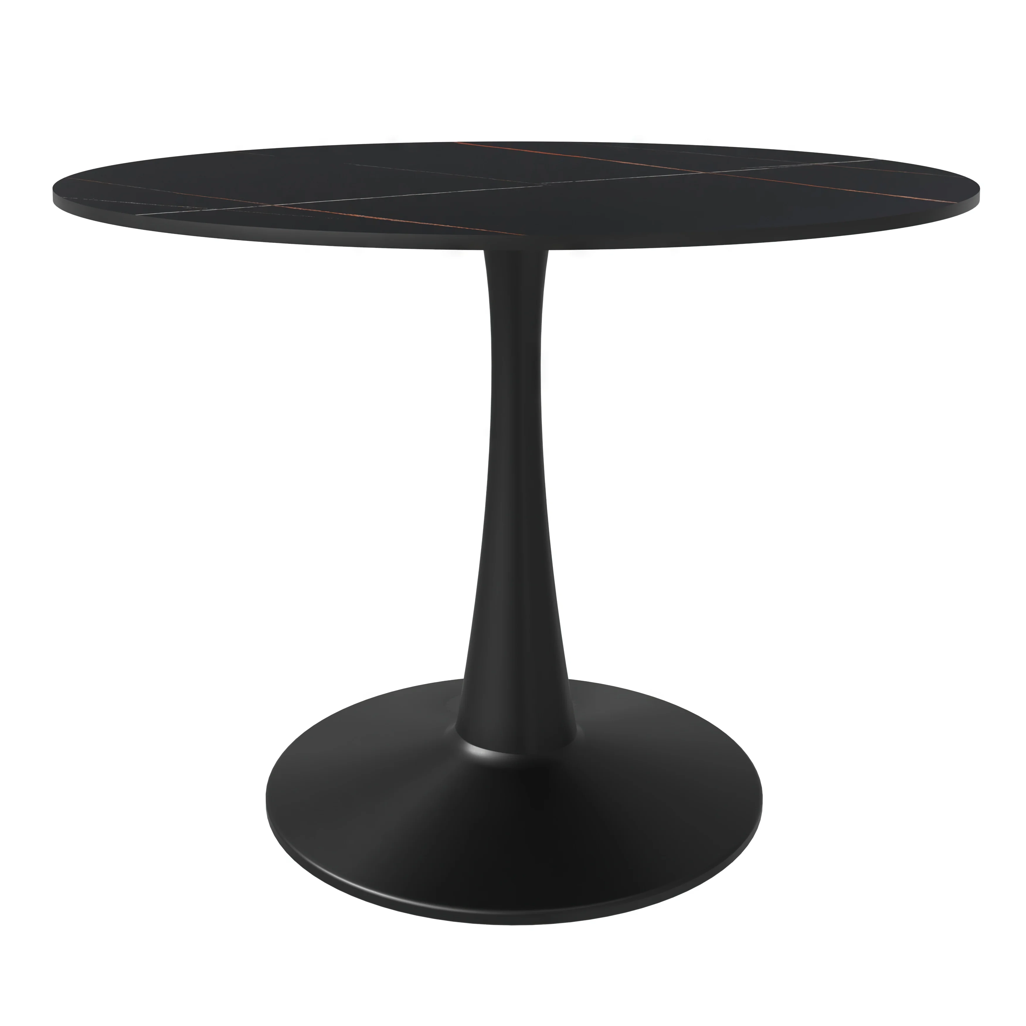 Bristol 40" round dining table Black base with Black Sintered stone Top