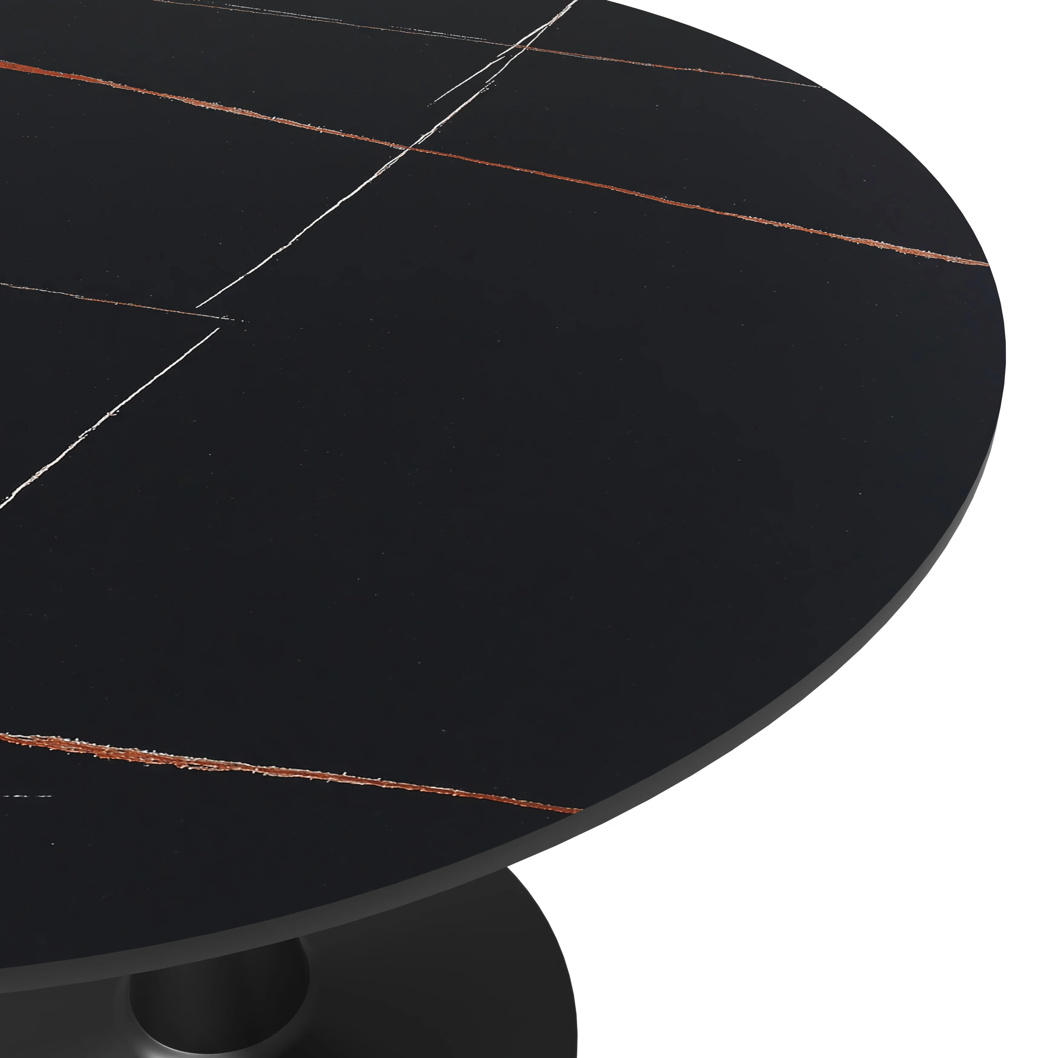 Bristol 40" round dining table Black base with Black Sintered stone Top