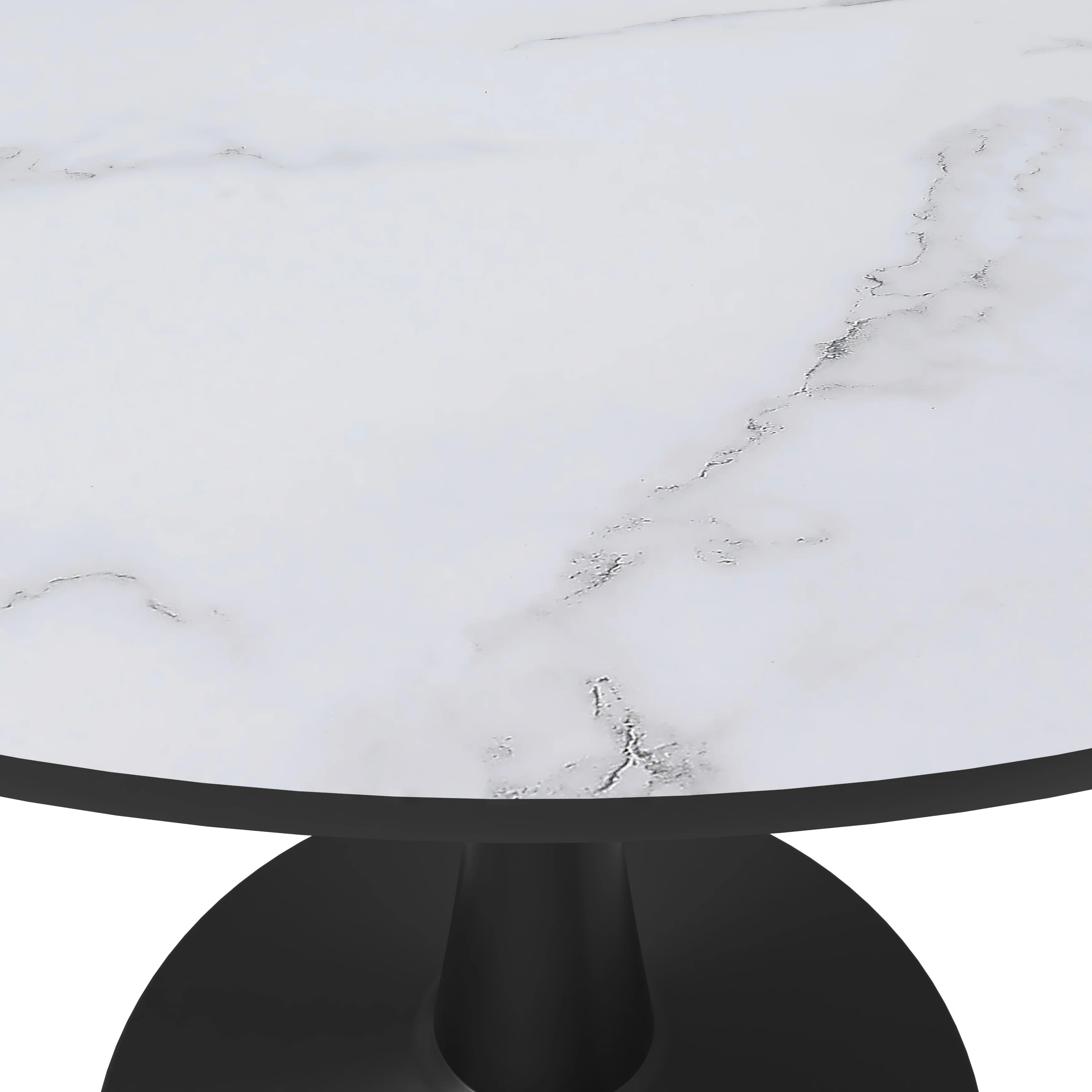 Bristol 40" round dining table Black base with marbled MDF top