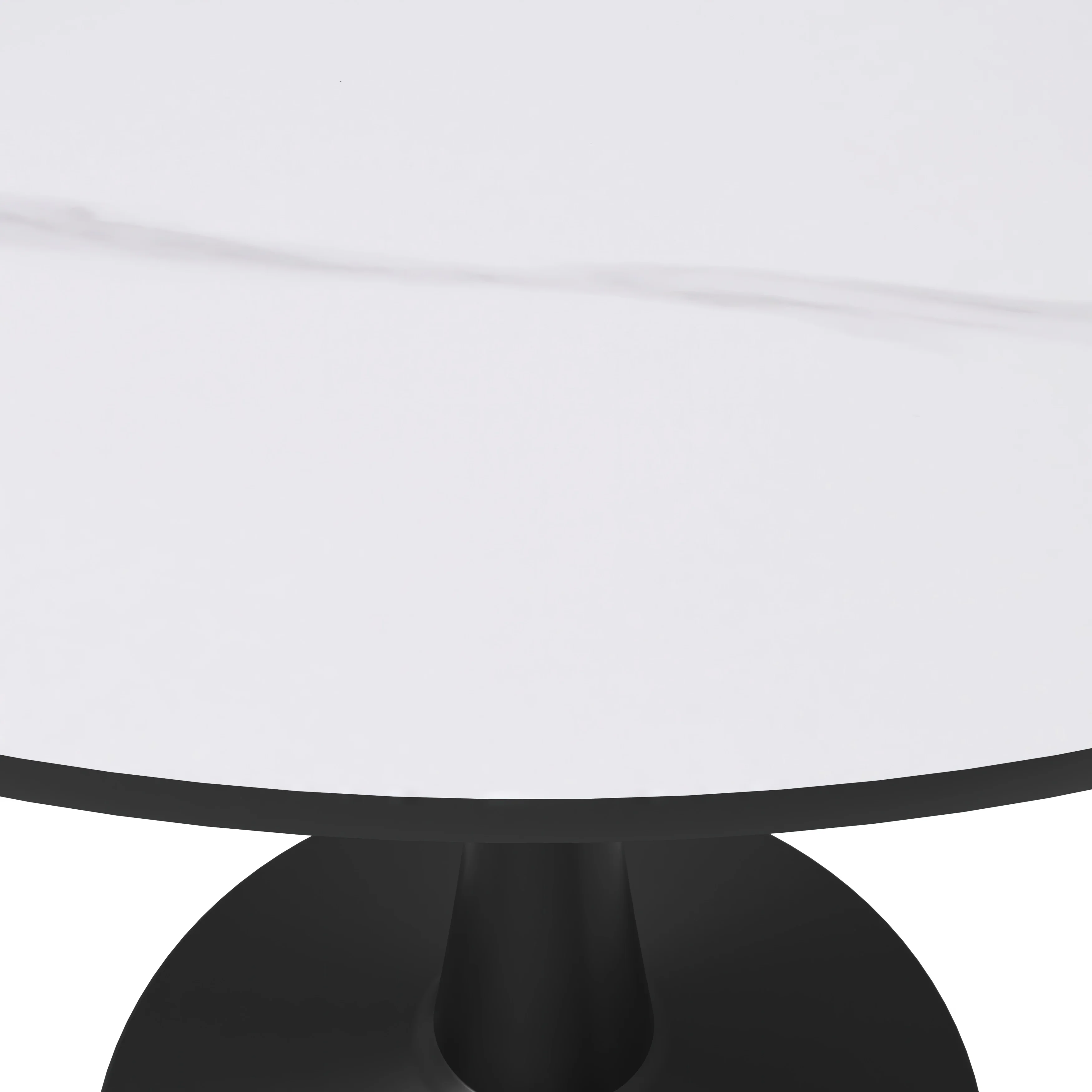 Bristol 40" round dining table Black base with White Sintered stone Top