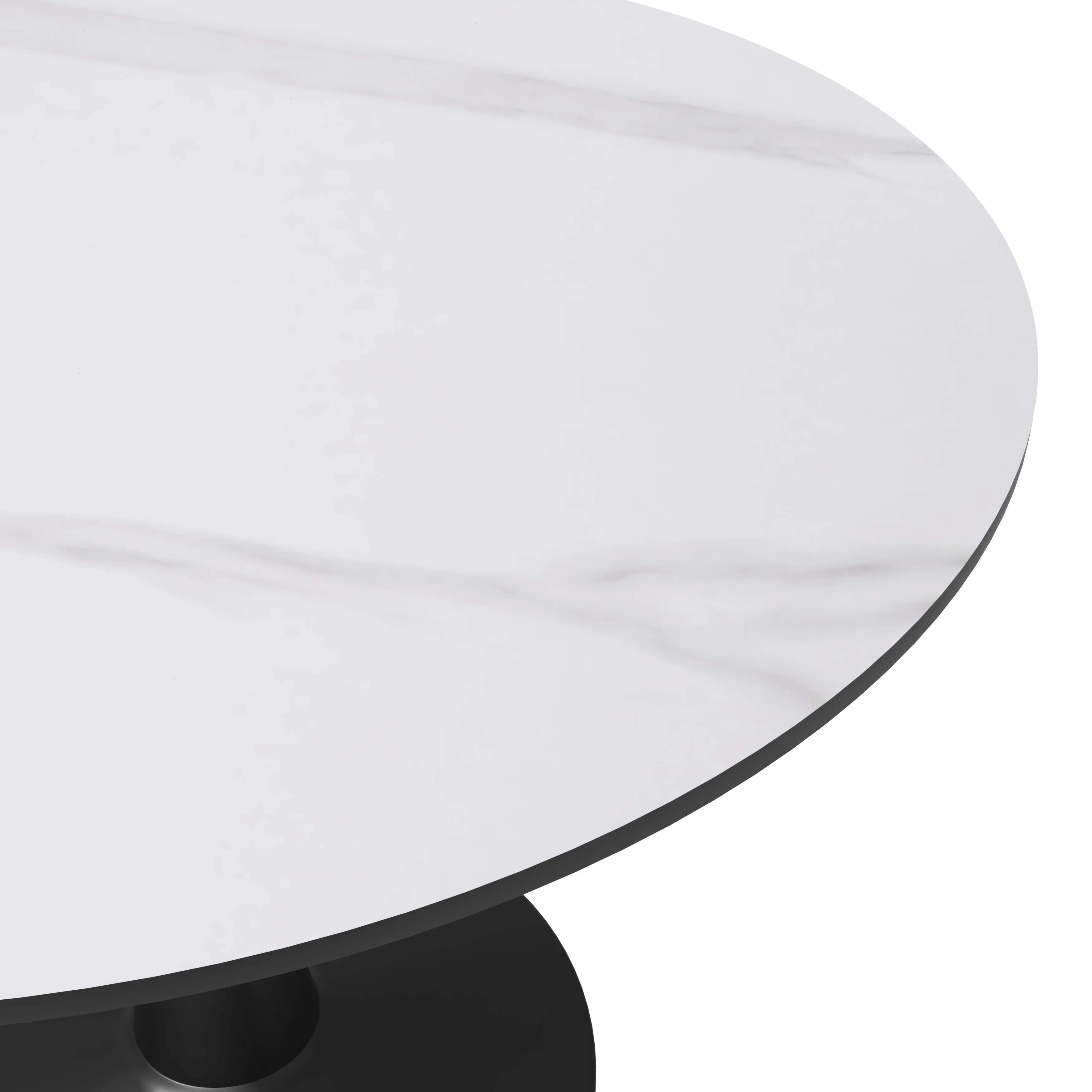 Bristol 40" round dining table Black base with White Sintered stone Top
