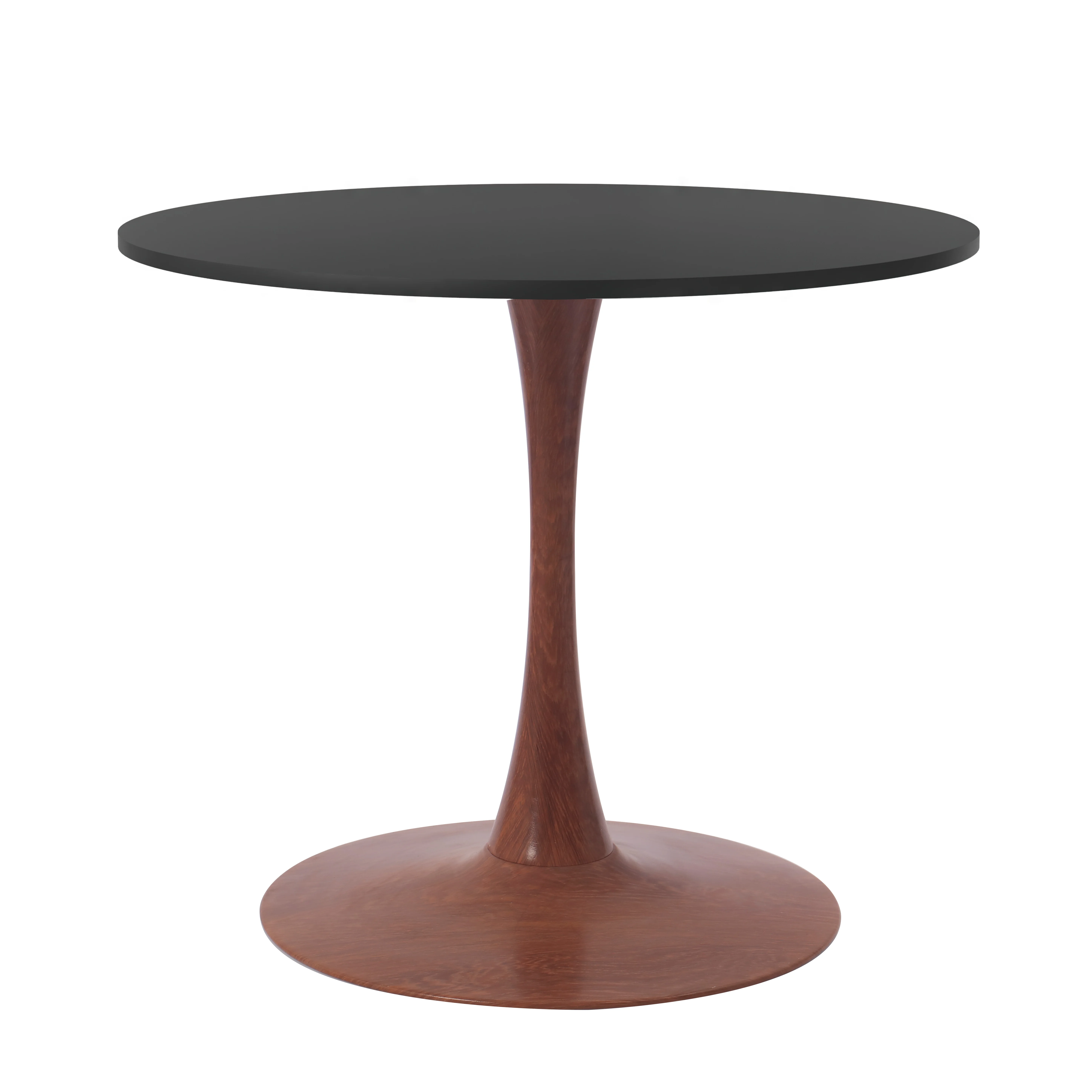 Bristol 35" Round Dining Table Wood Transfer Cherry Base with MDF Black Top