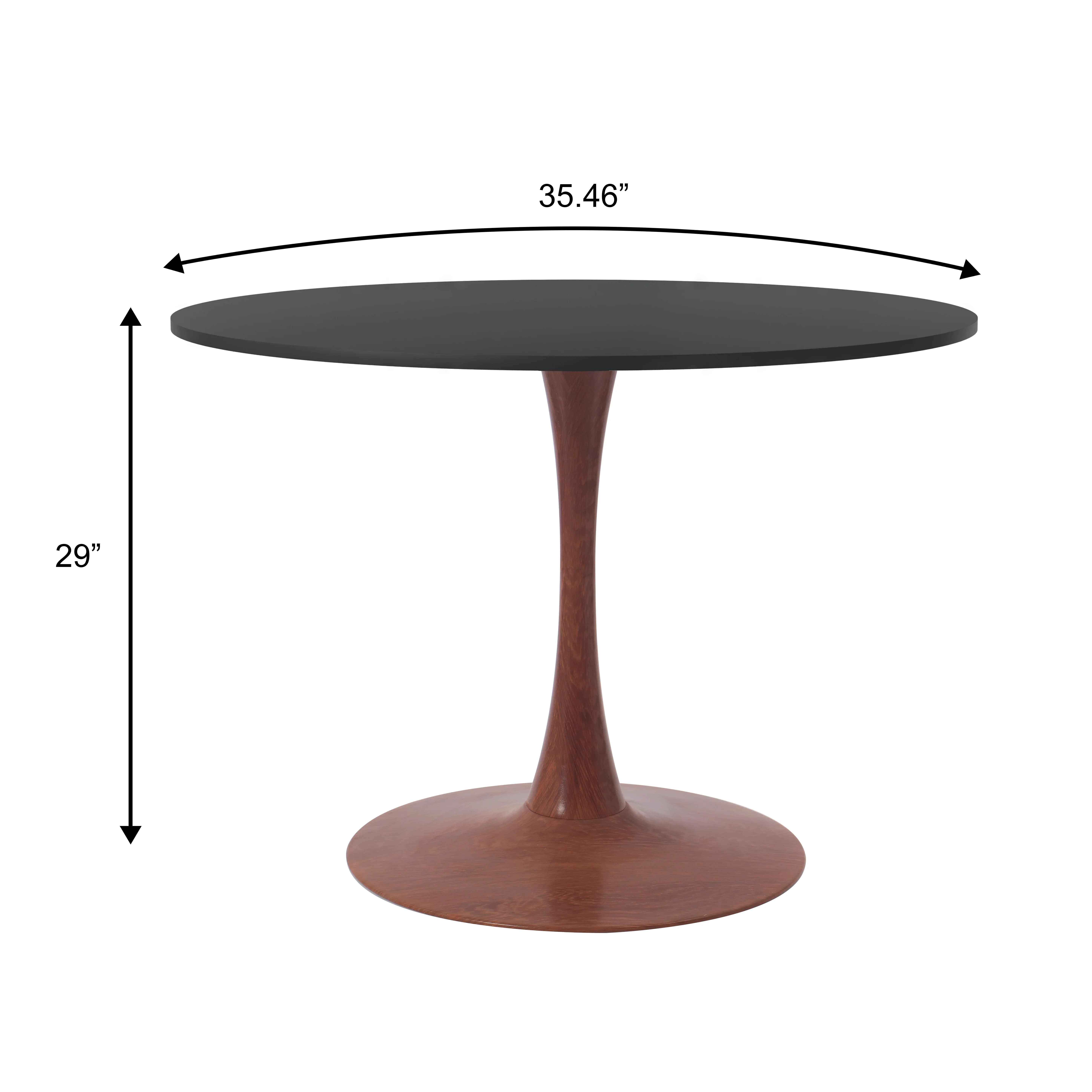 Bristol 35" Round Dining Table Wood Transfer Cherry Base with MDF Black Top
