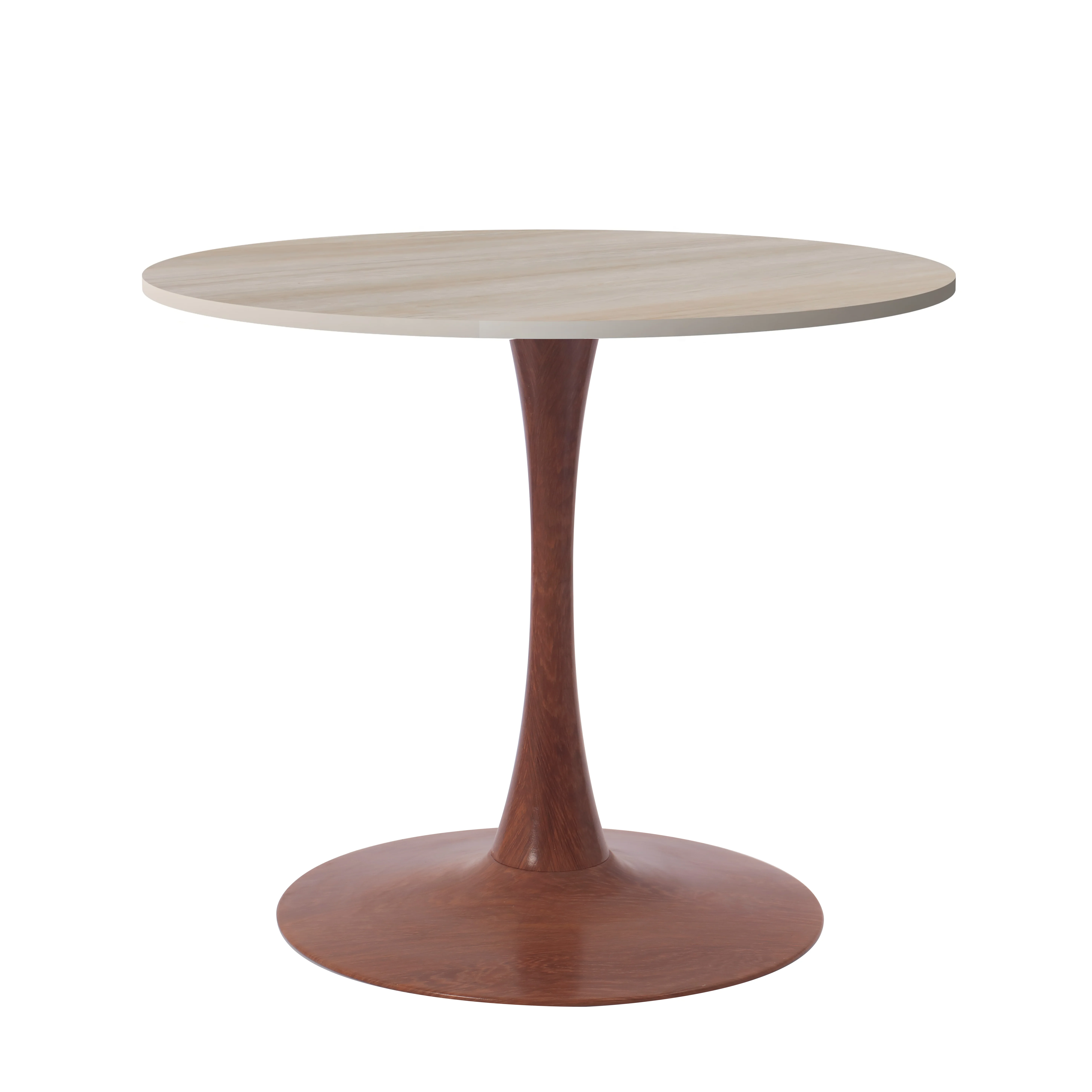 Bristol 35" Round Dining Table Wood Transfer Cherry Base with MDF Natural Wood Top