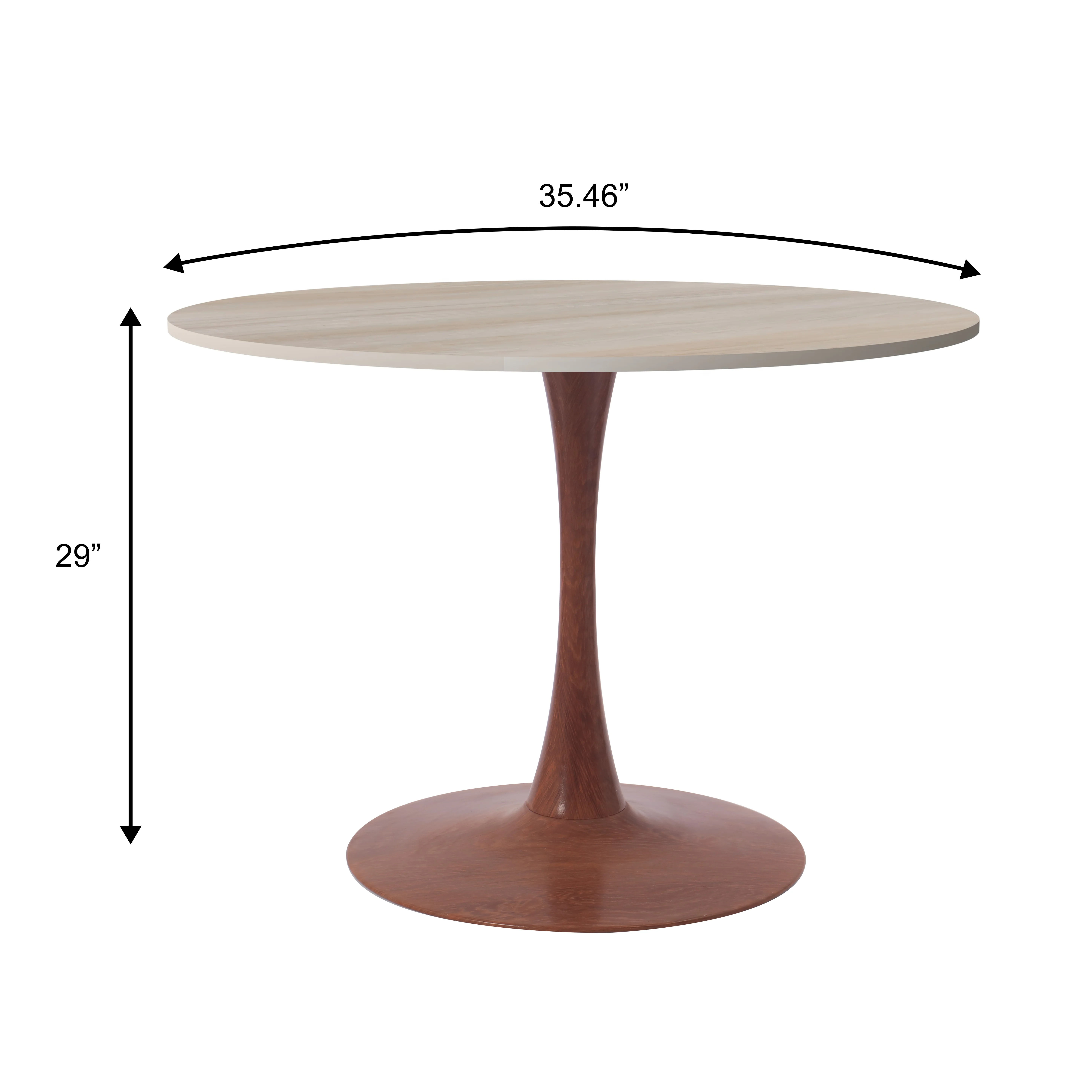 Bristol 35" Round Dining Table Wood Transfer Cherry Base with MDF Natural Wood Top