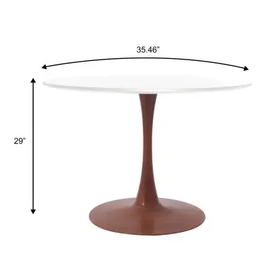 Bristol 35" Round Dining Table Wood Transfer Cherry Base with MDF White Top