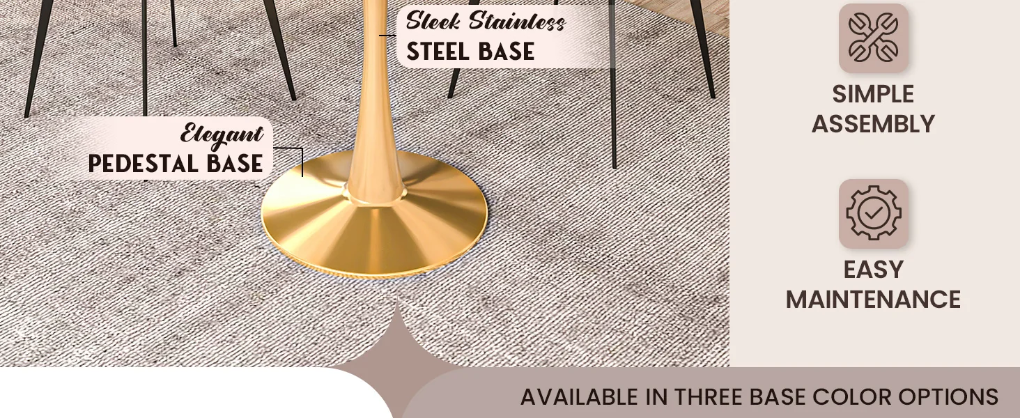 Bristol 24" round dining table Gold Base With Black Top