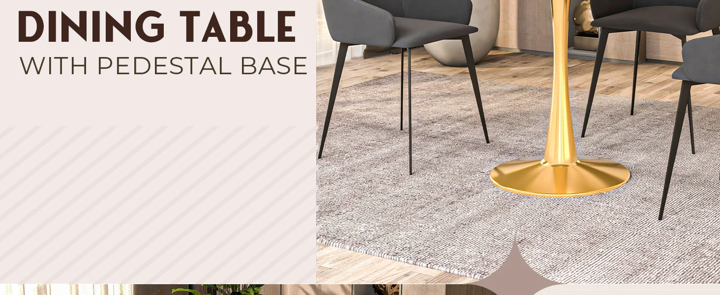 Bristol 24" round dining table Gold Base With Black Top