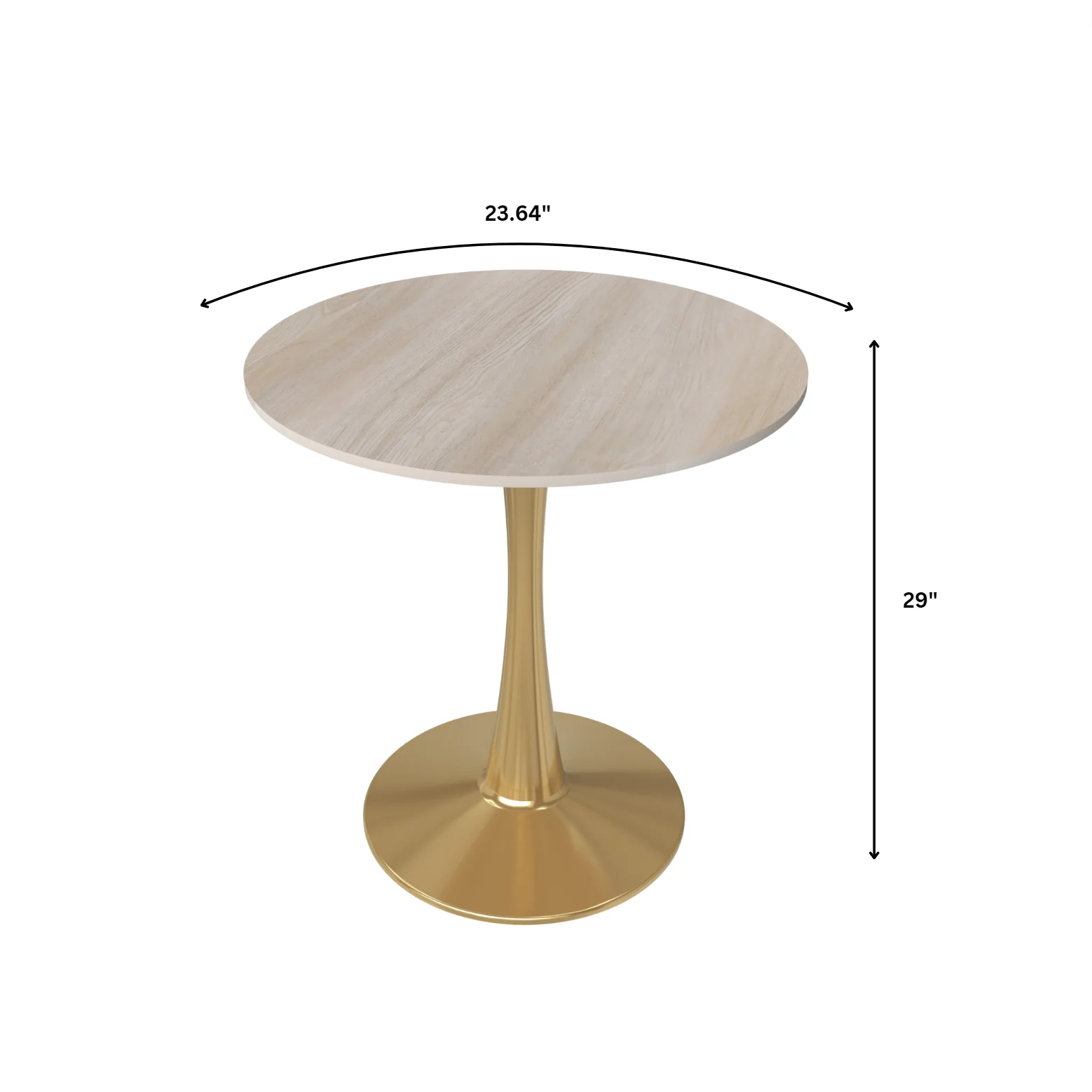 Bristol 24" round dining table Gold base with marbled MDF top