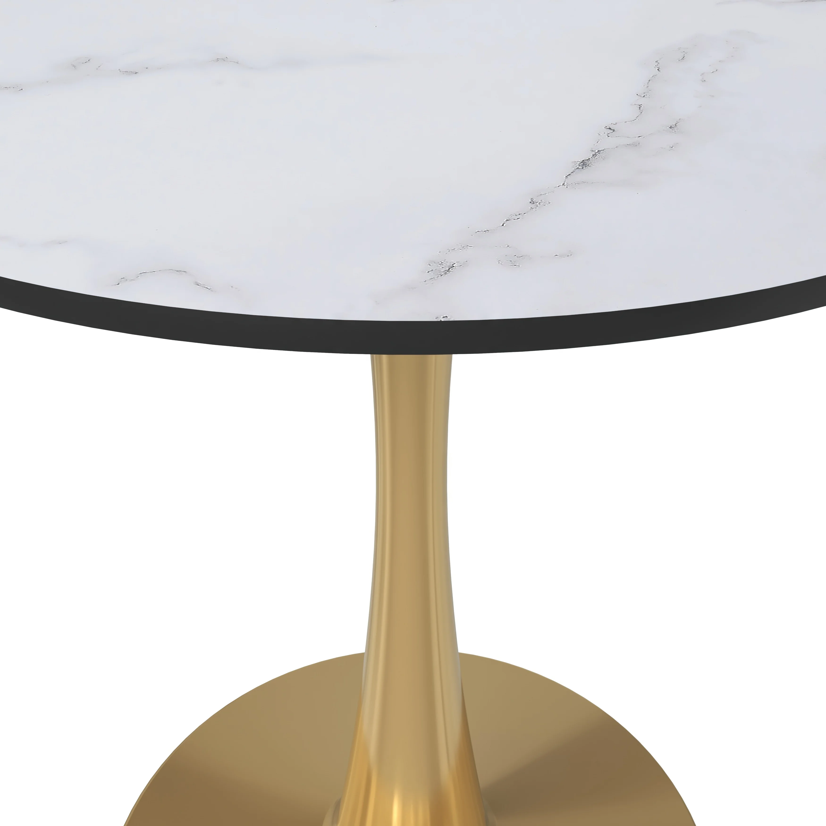 Bristol 24" round dining table Gold Base With White Top