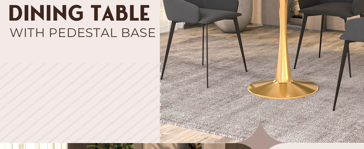 Bristol 24" round dining table Gold Base With White Top