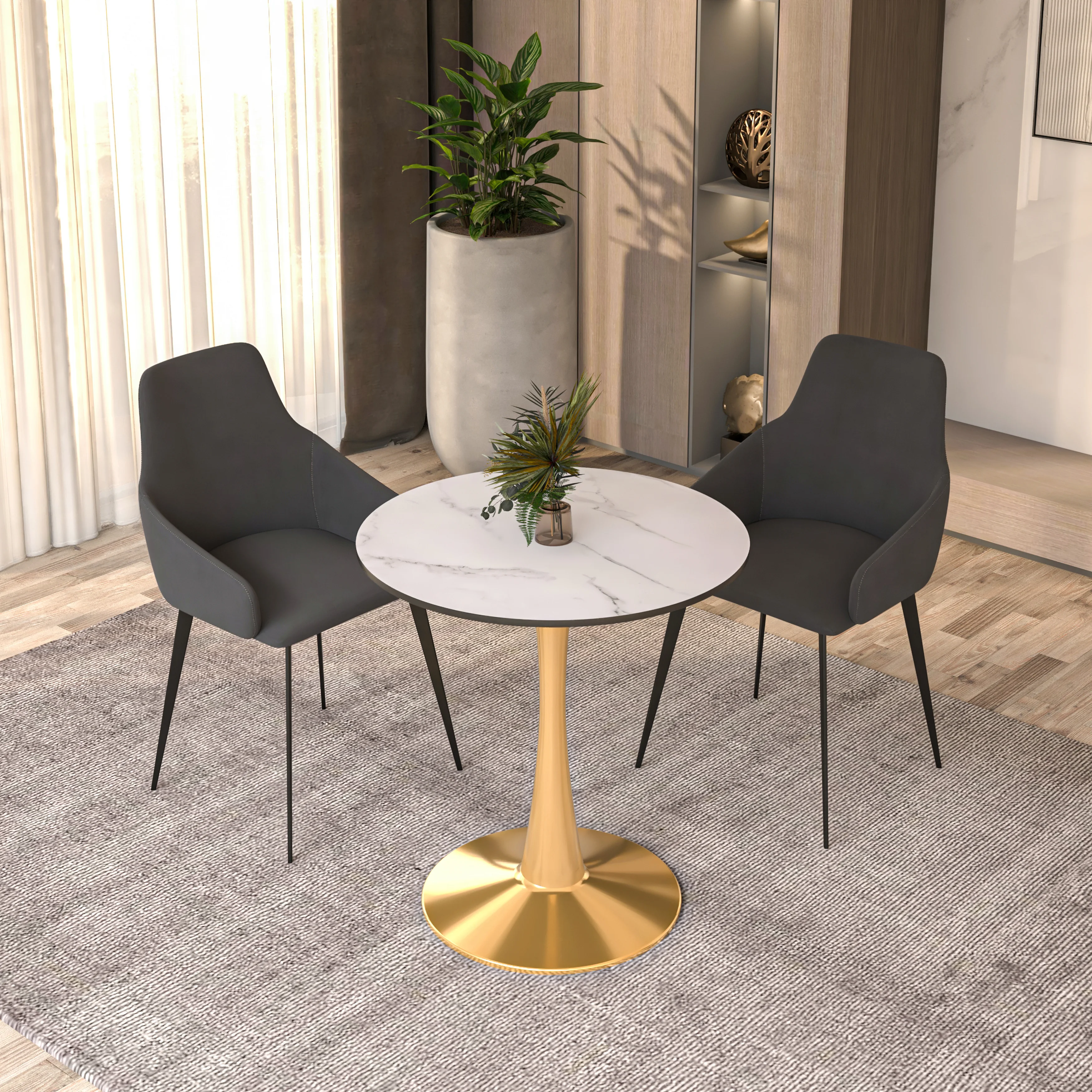 Bristol 24" round dining table Gold Base With White Top
