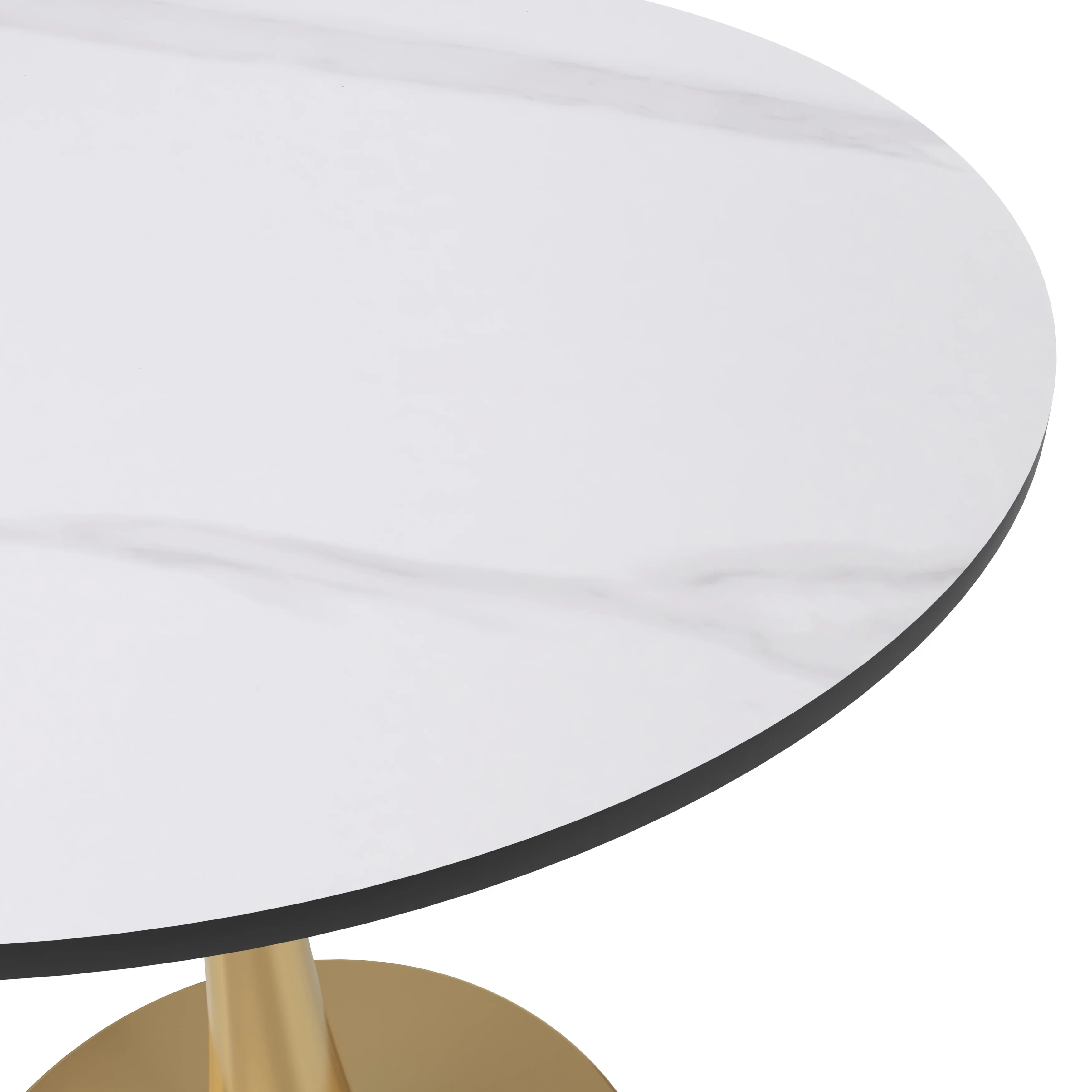 Bristol 24 round dining table Gold base with White Sintered stone Top