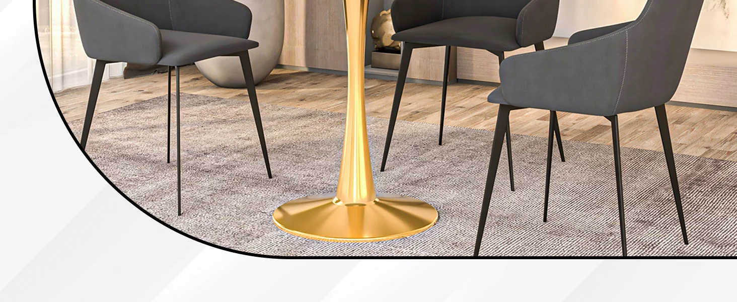 Bristol 27" round dining table Gold Base With Black Top
