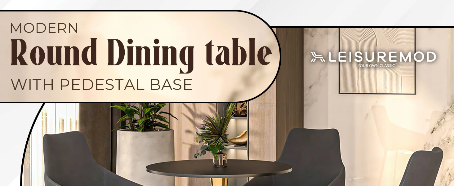 Bristol 27" round dining table Gold Base With Black Top