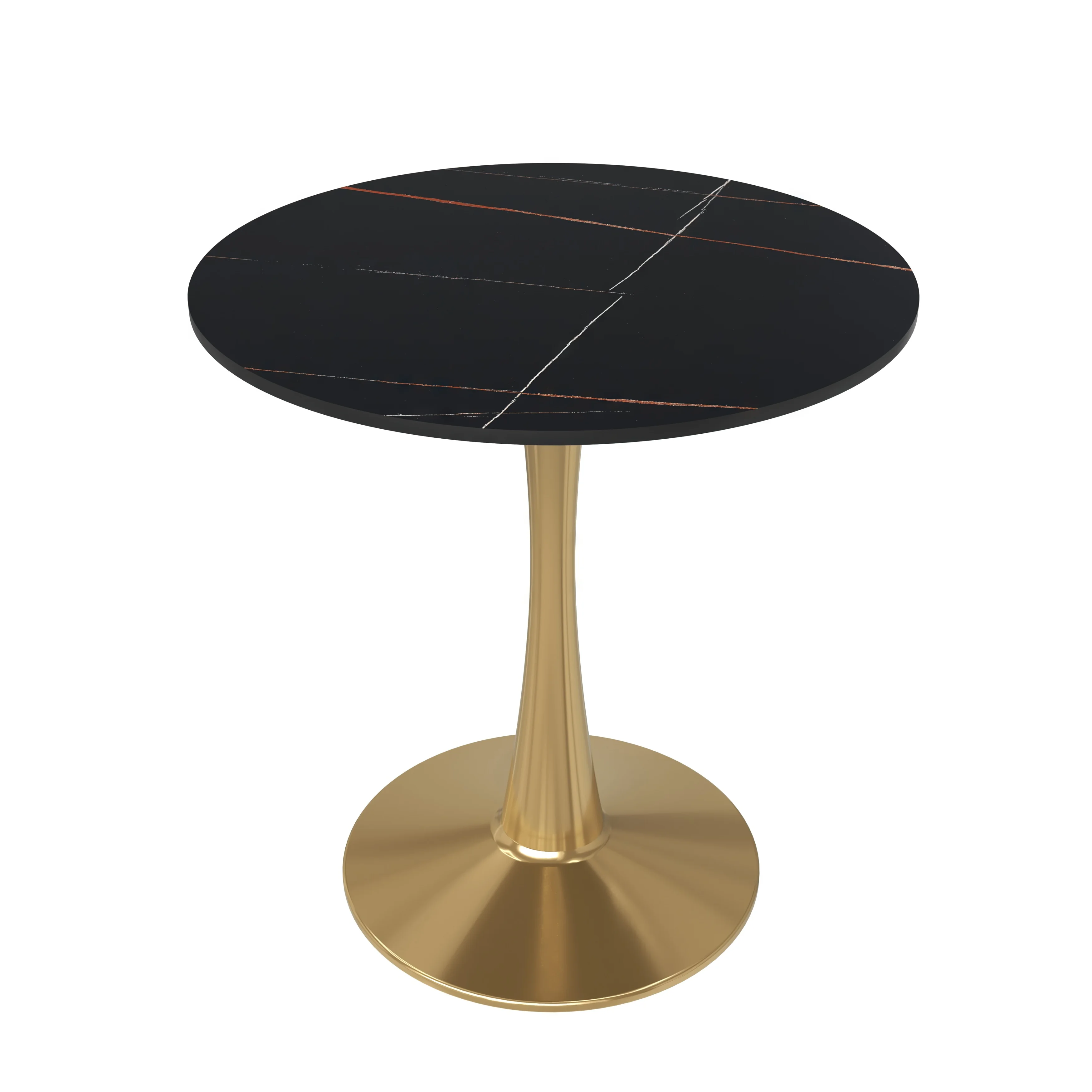 Bristol 27 round dining table Gold base with Black Sintered stone Top