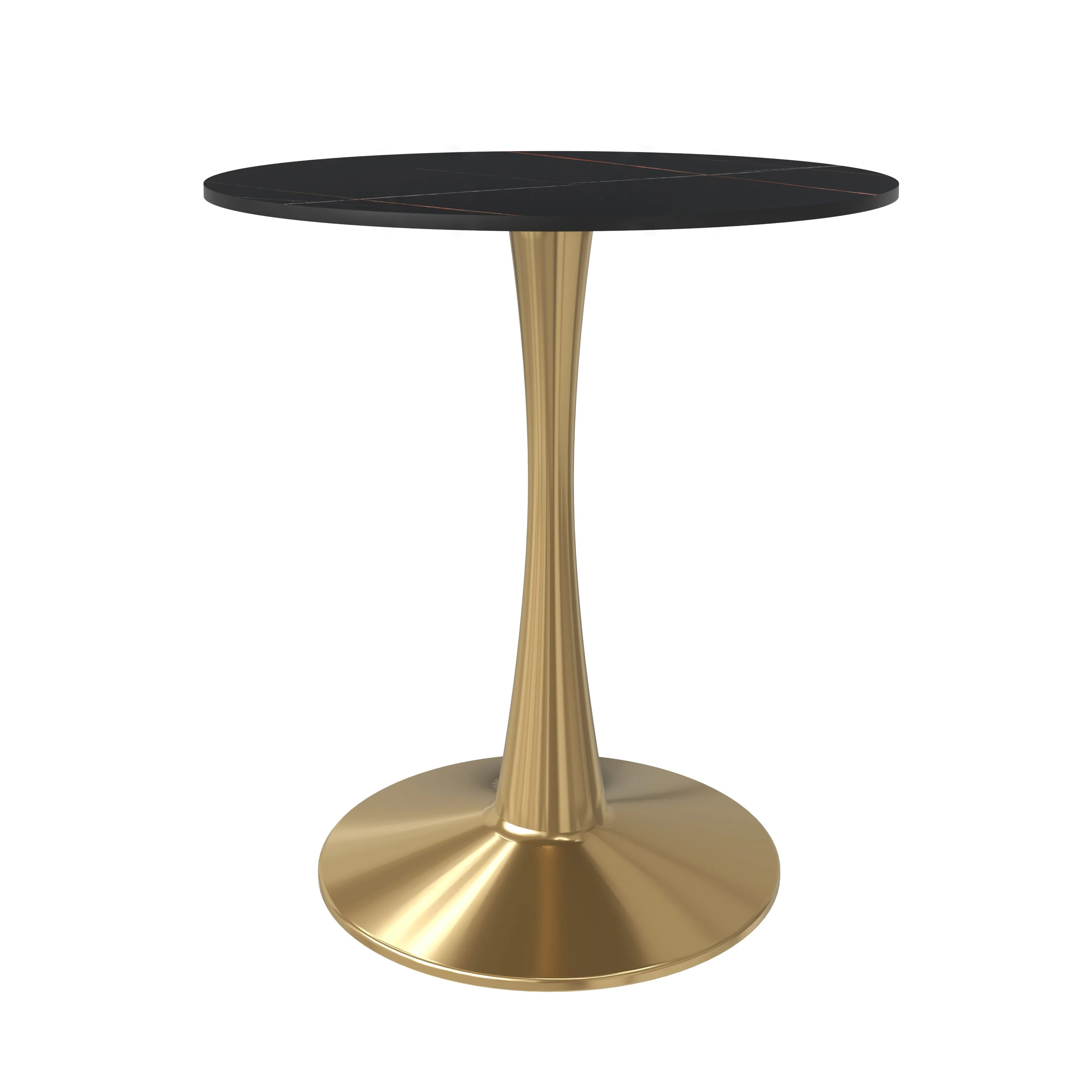 Bristol 27 round dining table Gold base with Black Sintered stone Top