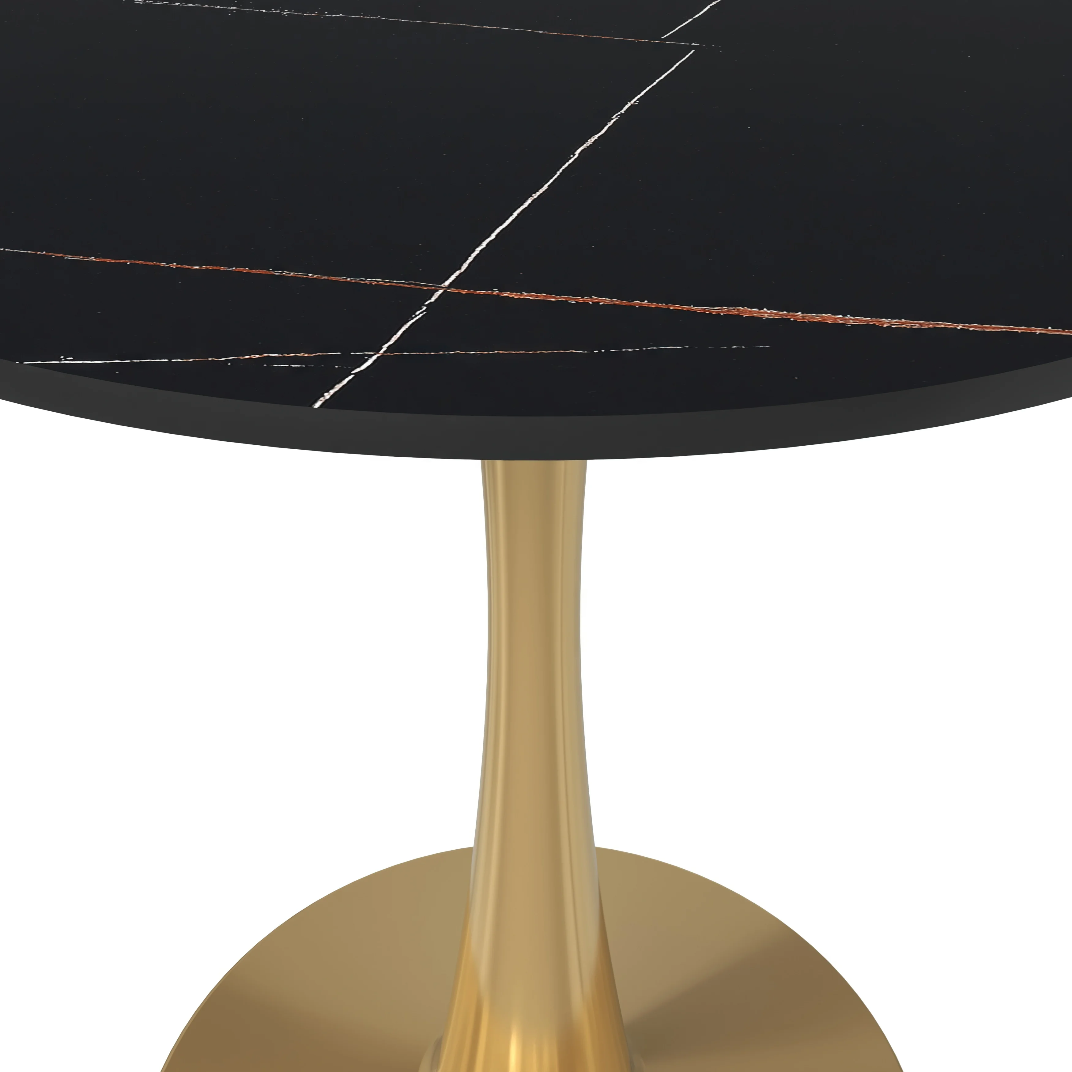 Bristol 27 round dining table Gold base with Black Sintered stone Top