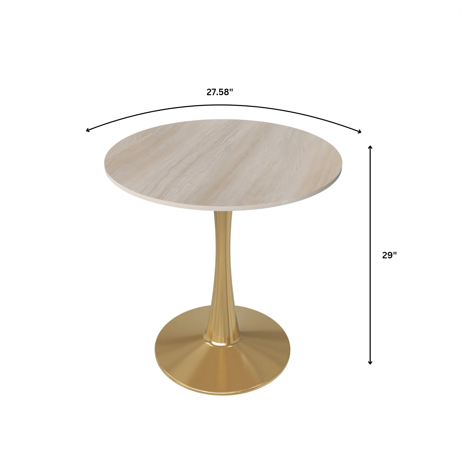 Bristol 27" round dining table Gold base with marbled MDF top