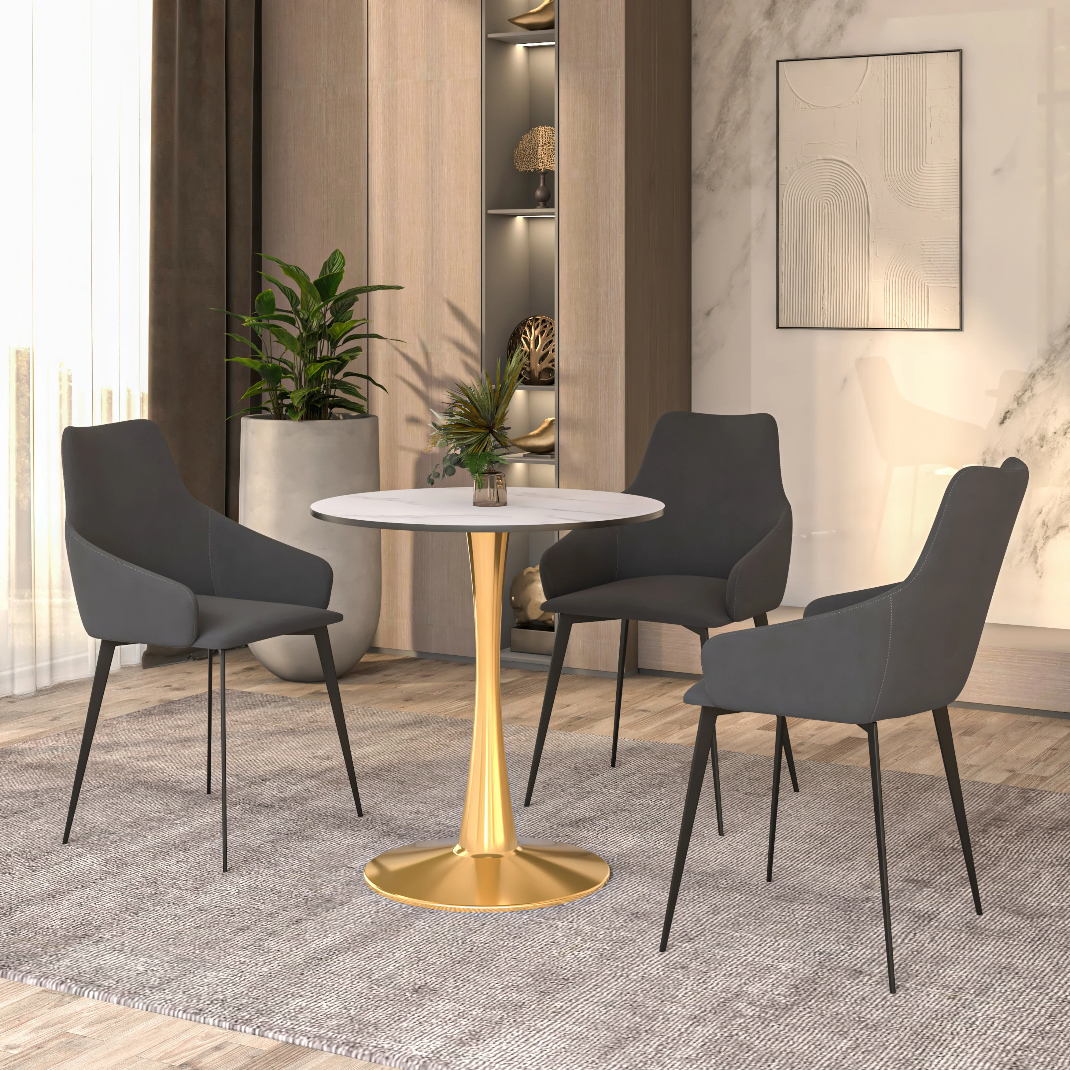 Bristol 27" round dining table Gold Base With White Top