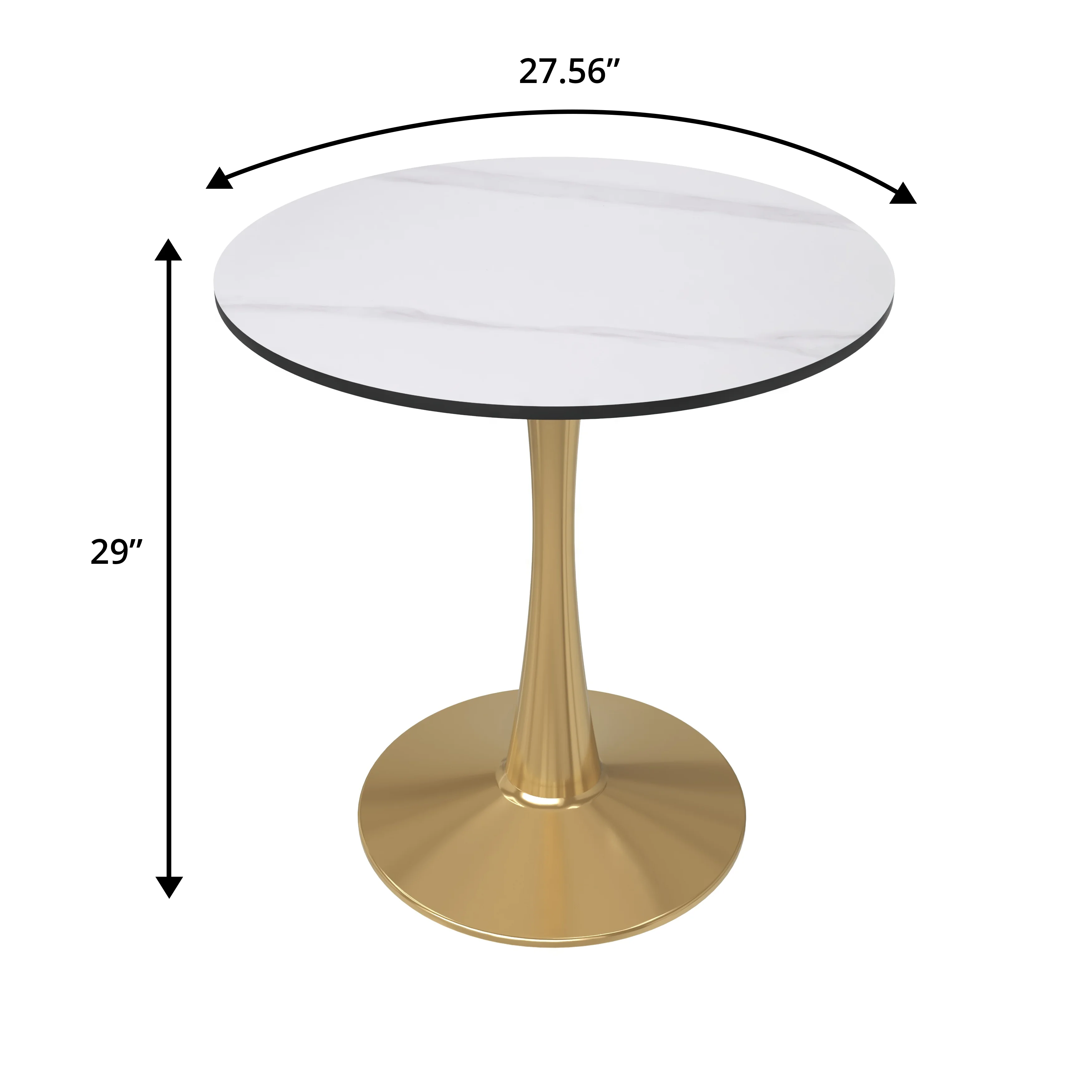 Bristol 27 round dining table Gold base with White Sintered stone Top