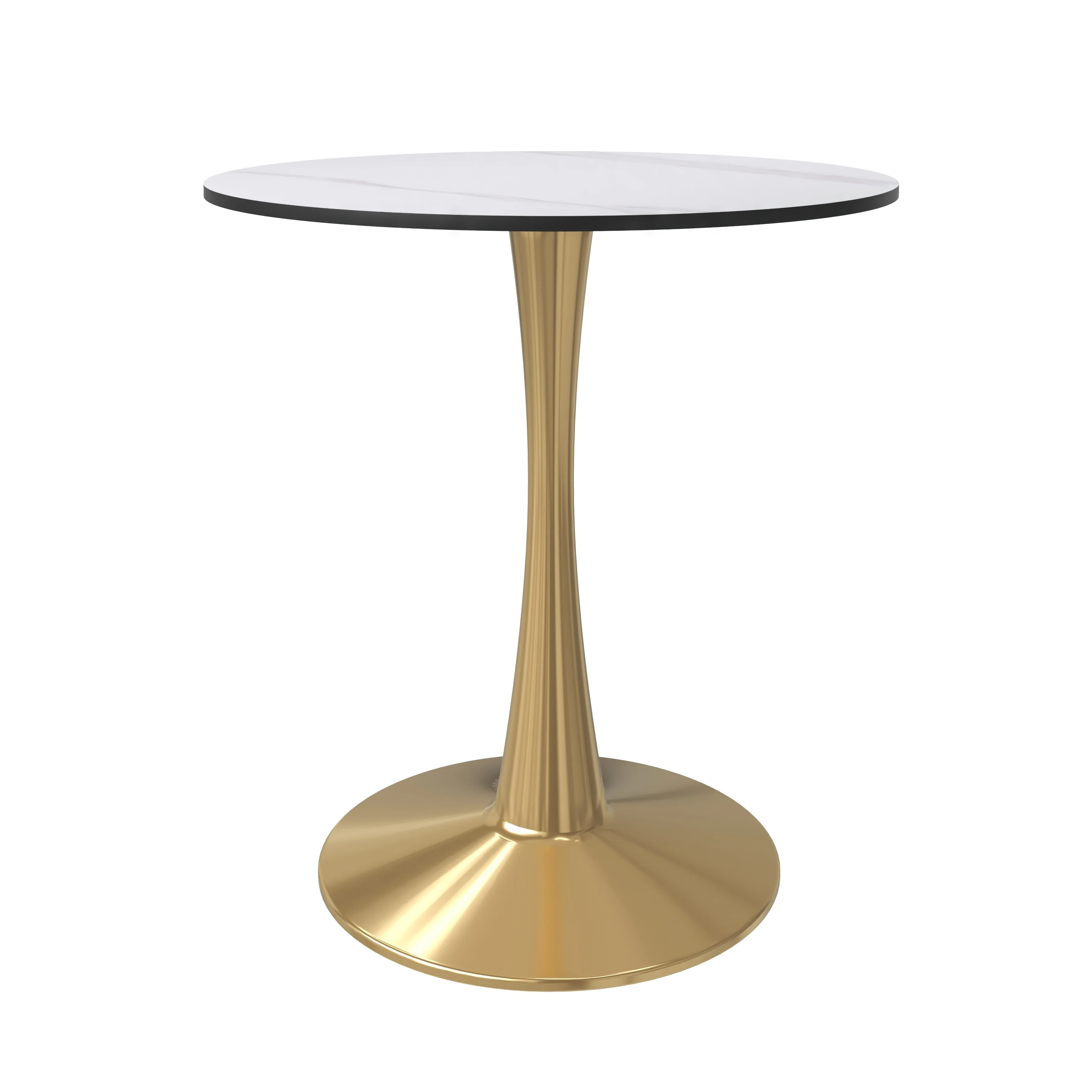 Bristol 27 round dining table Gold base with White Sintered stone Top