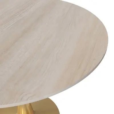 Bristol 31" round dining table Gold base with marbled MDF top