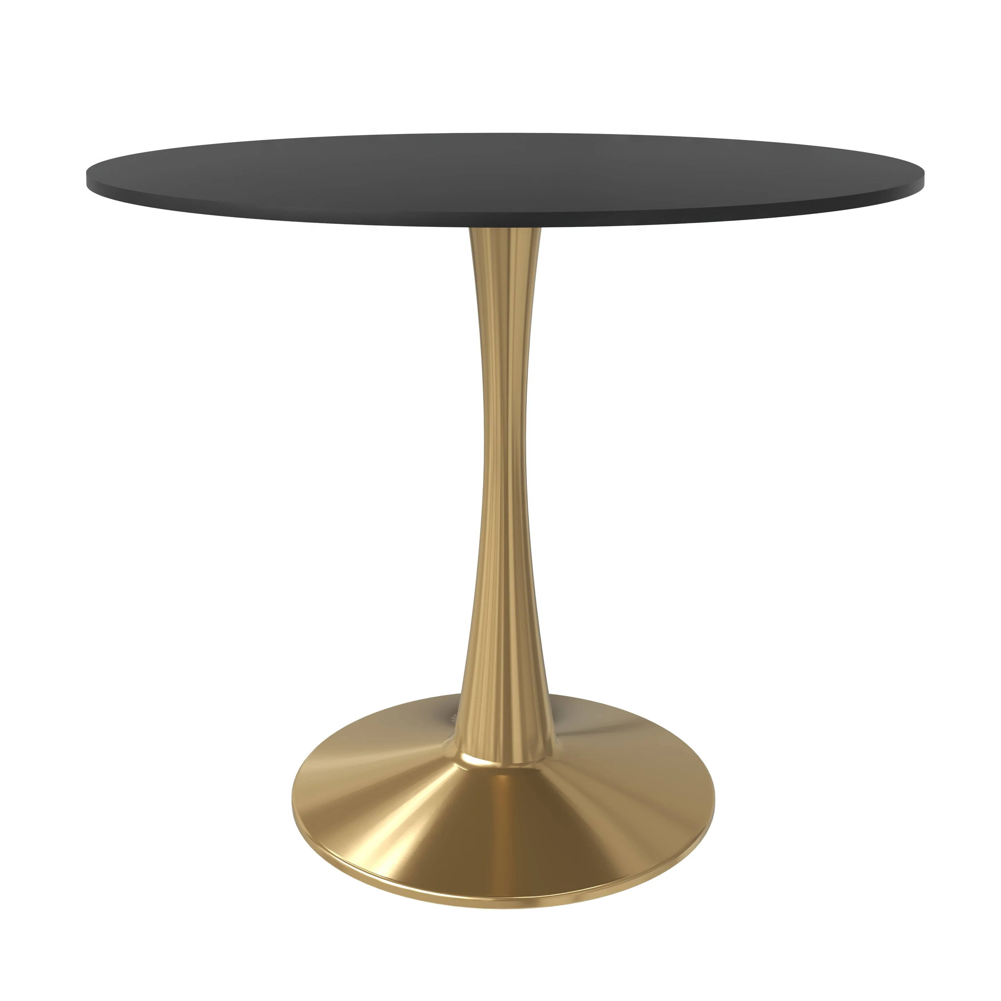 Bristol 35" round dining table Gold Base With Black Top