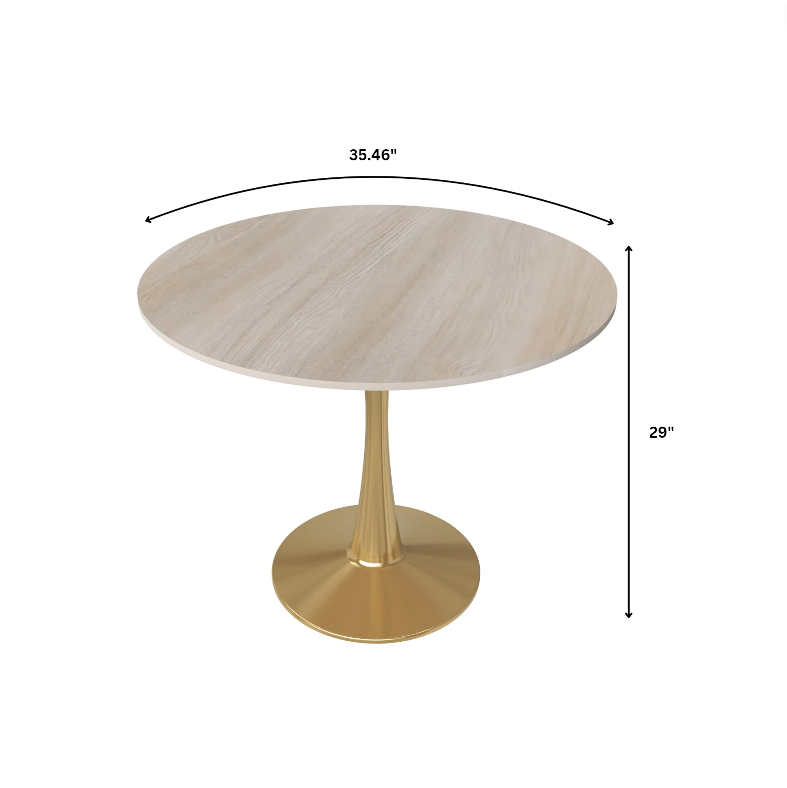 Bristol 35" round dining table Gold base with marbled MDF top